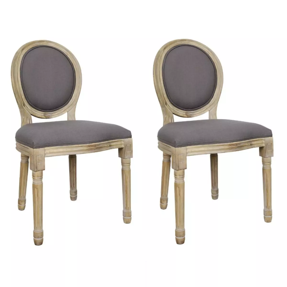 TOILINUX 2 Chaises de table design médaillon Eleonor - Gris