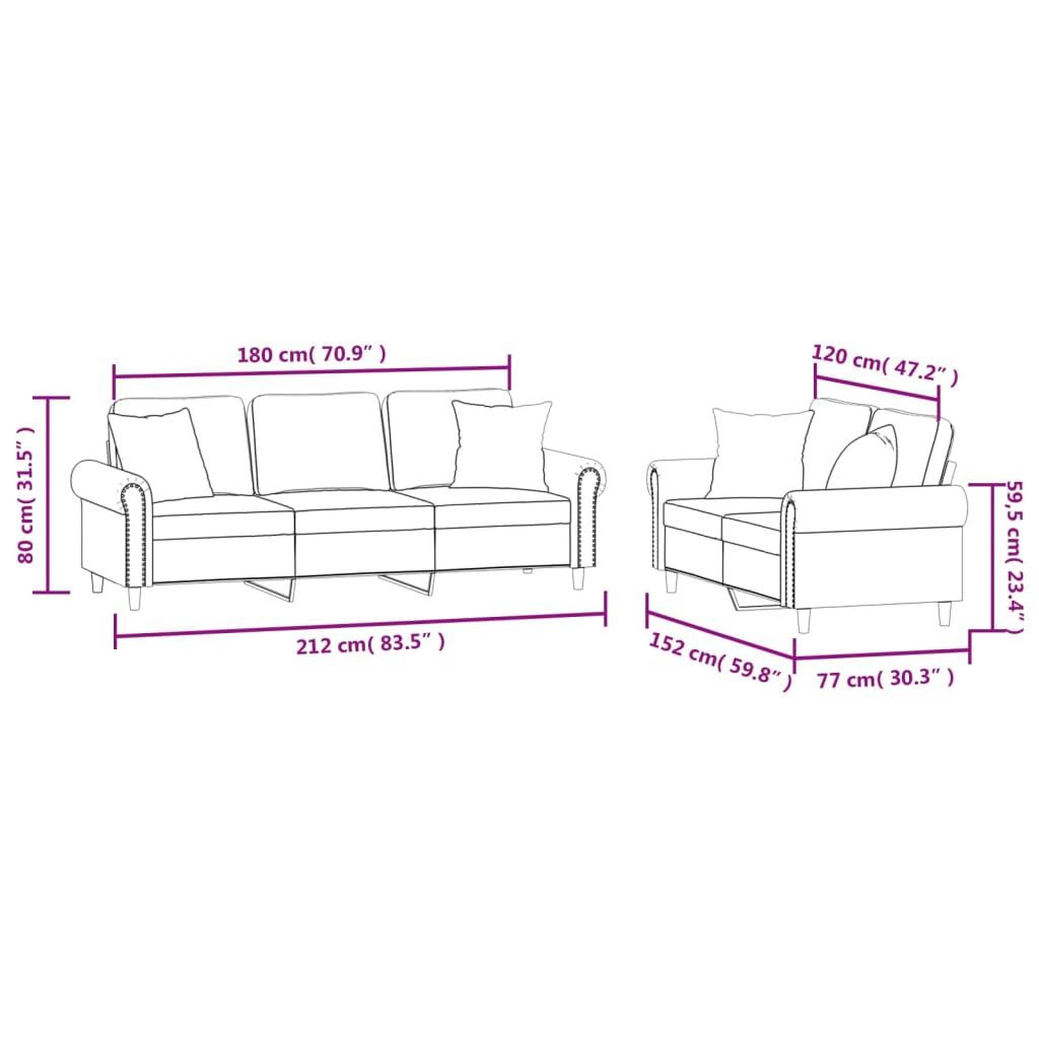 Voir la diapositive 6 : VIDAXL Ensemble de canapes 2 pcs avec coussins noir velours