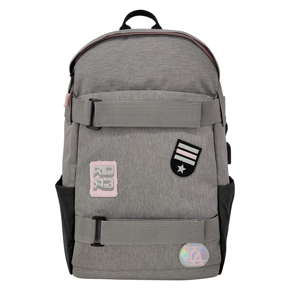 AUCHAN Sac dos avec cussons et port USB polyester gris N oskate