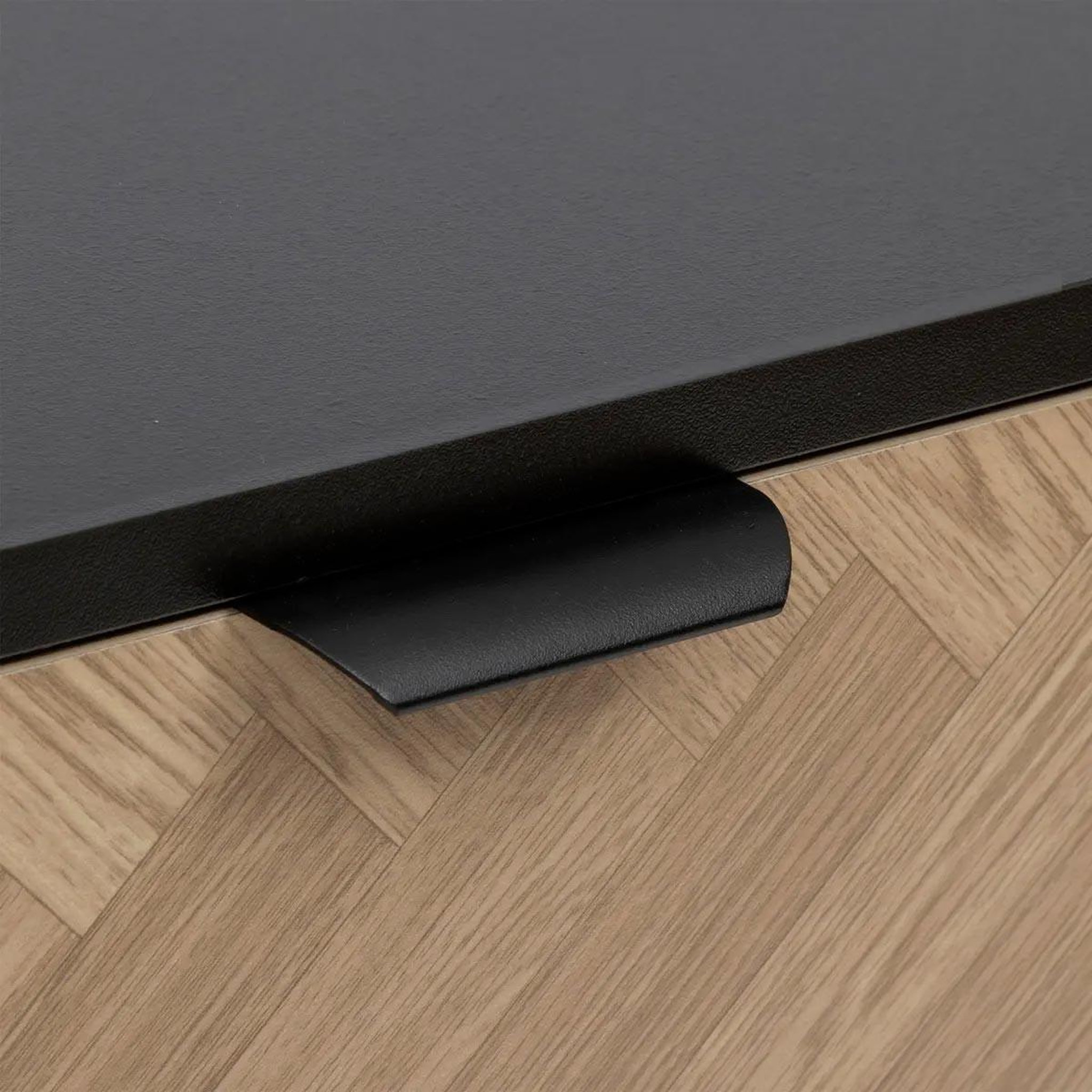 Voir la diapositive 4 : FIVE Console 2 tiroirs  chevrons  110cm naturel & noir