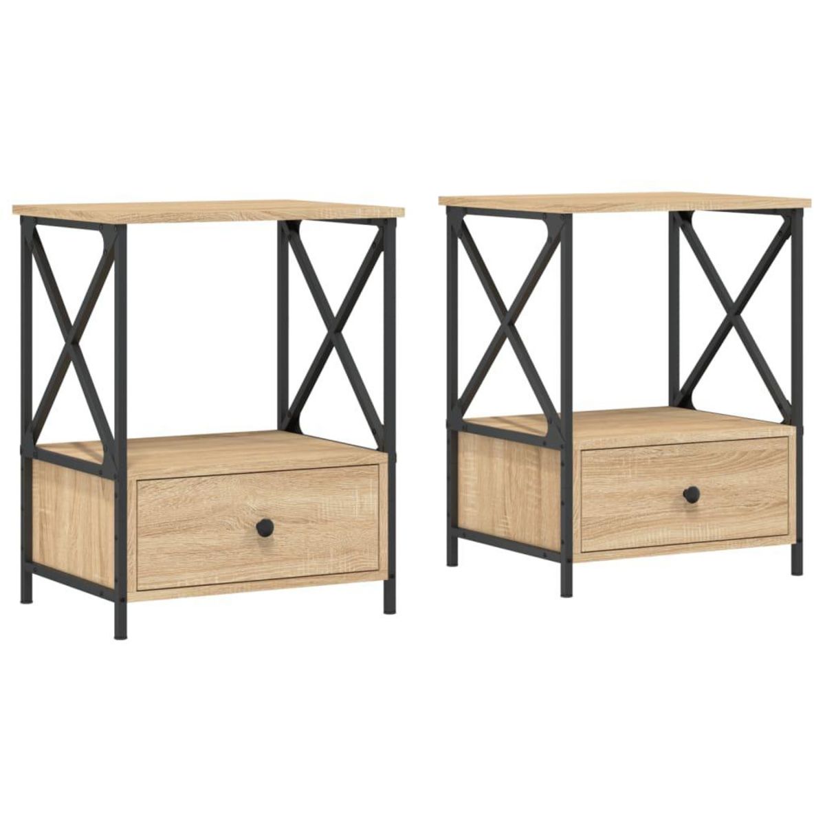 VIDAXL Tables de chevet 2 pcs chene sonoma 50x41x65 cm bois ingenierie