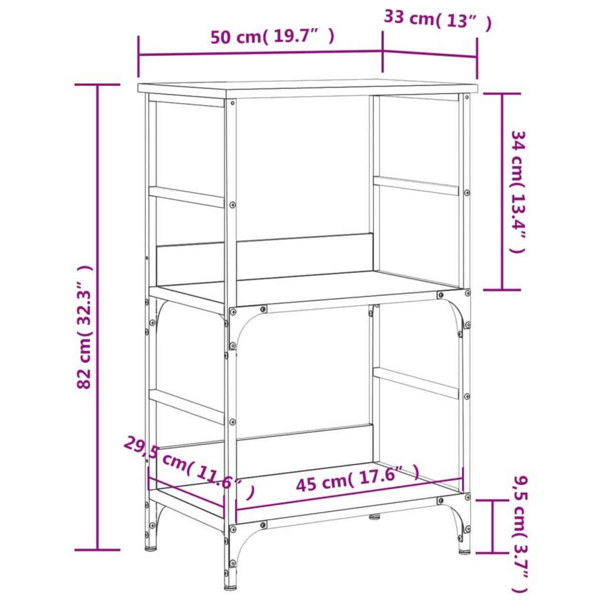 VIDAXL Bibliotheque chene sonoma 50x33x82 cm bois d'ingenierie