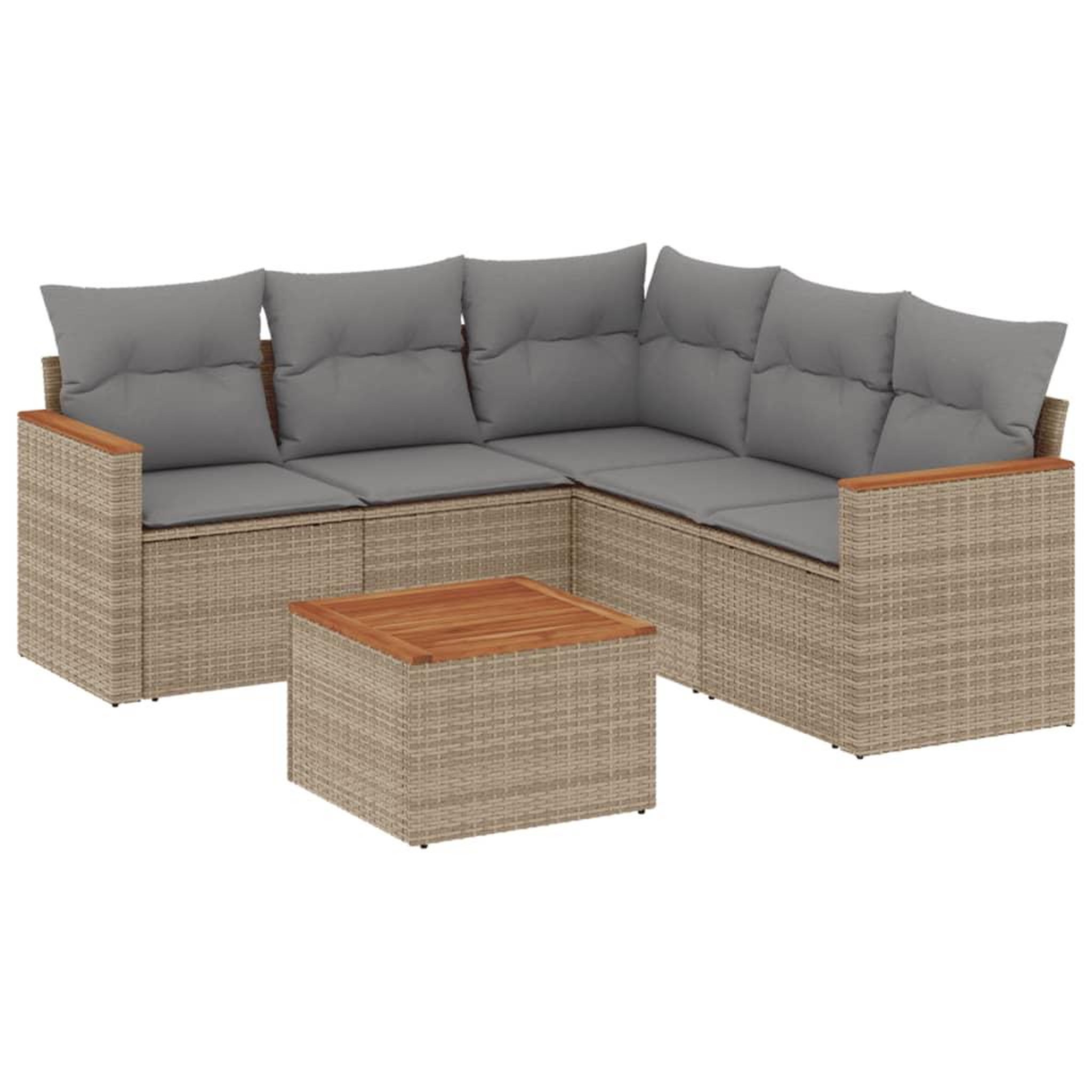 Voir la diapositive 2 : VIDAXL Salon de jardin avec coussins 6pcs melange beige resine tressee