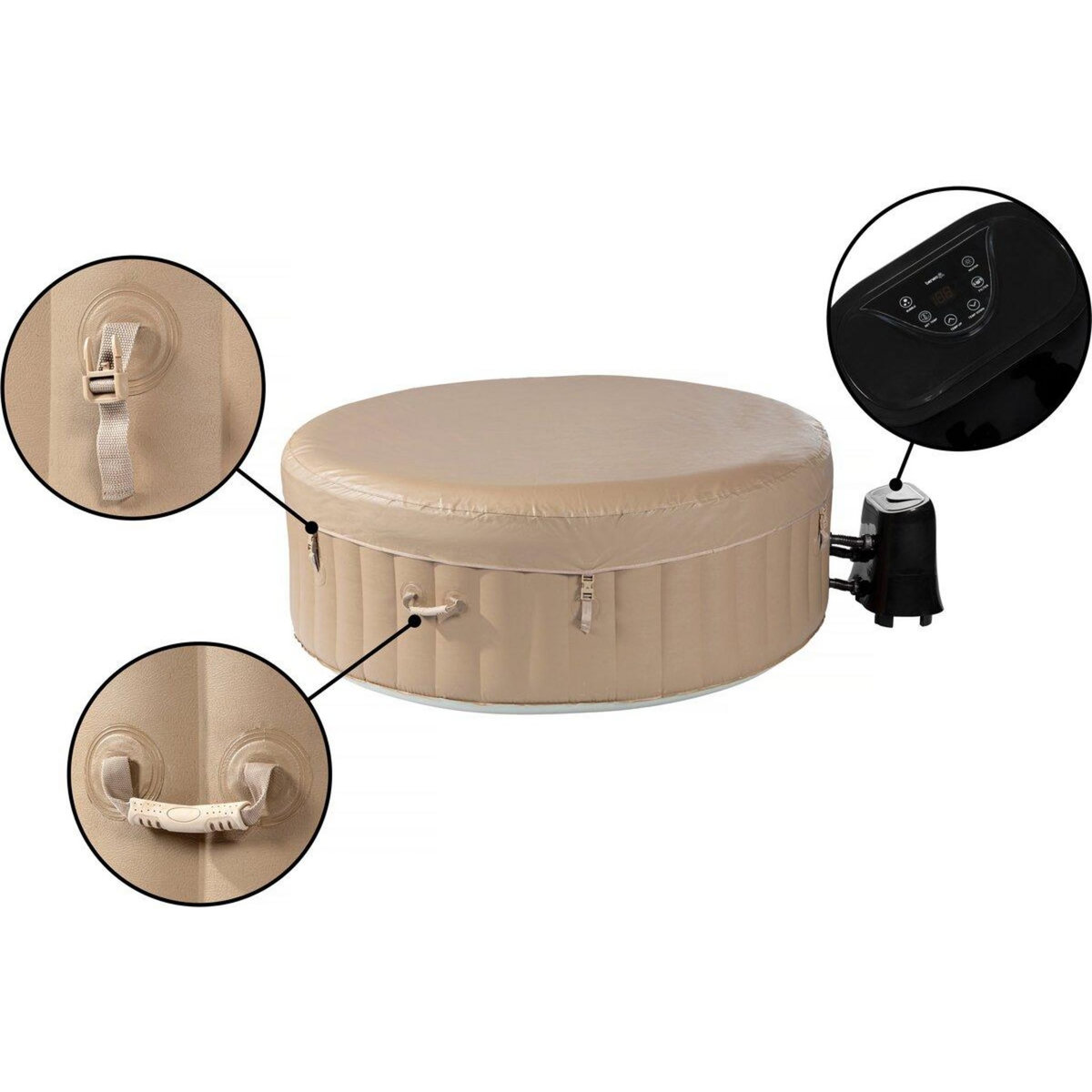 Habitat et Jardin Spa gonflable  4 places  Santorin  - 180 x 180 x 65 cm - Taupe