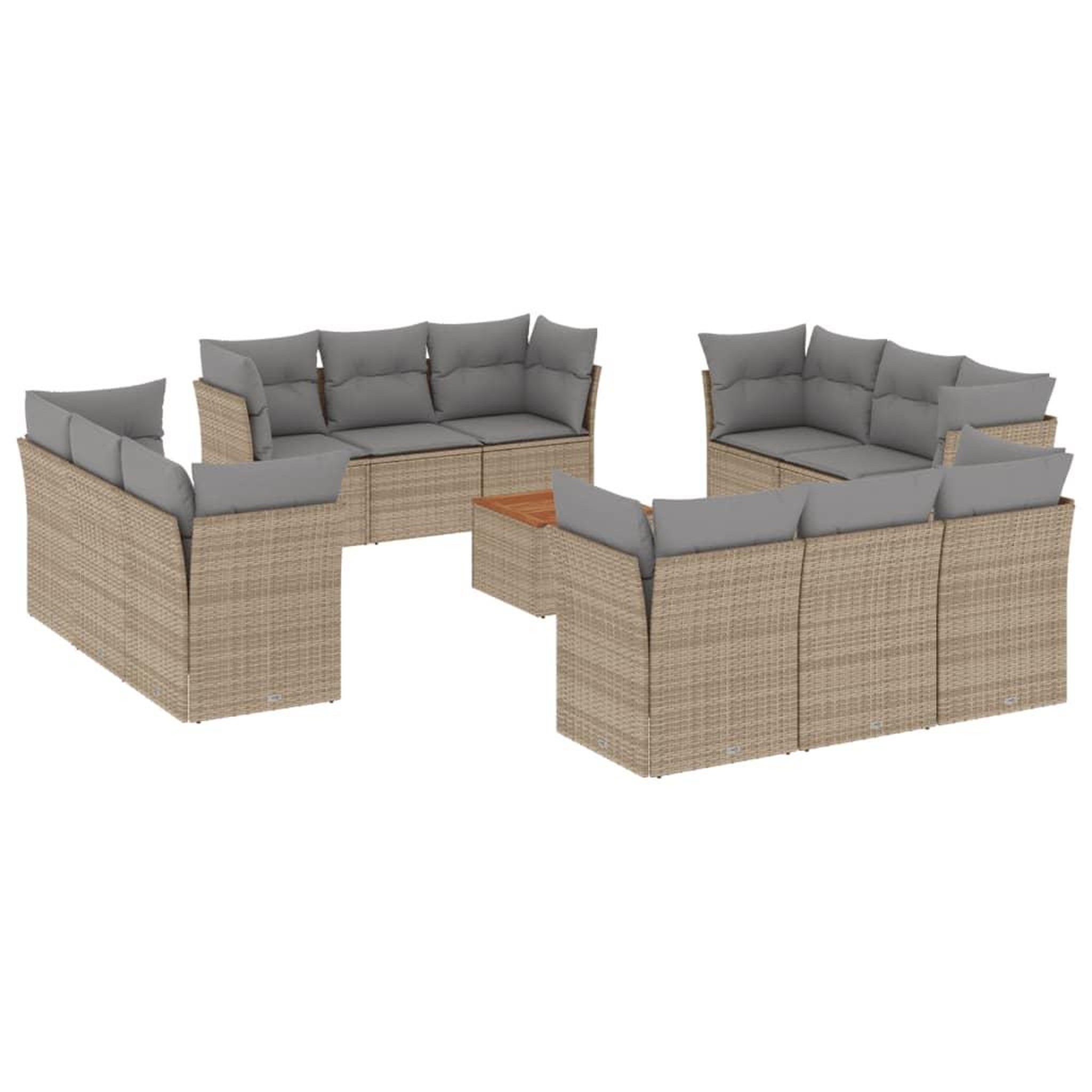 Voir la diapositive 2 : VIDAXL Salon de jardin et coussins 13 pcs melange beige resine tressee