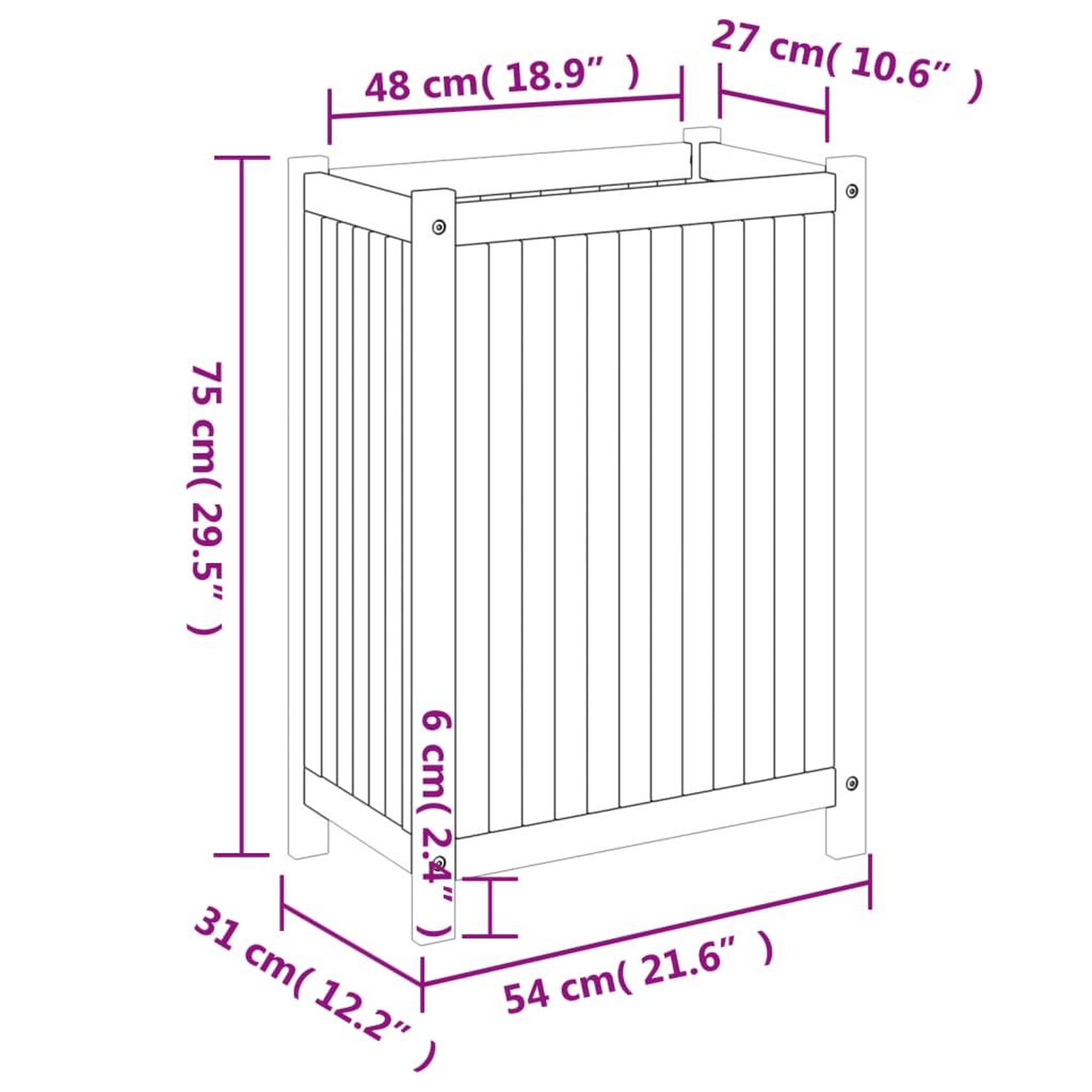 Voir la diapositive 6 : VIDAXL Jardiniere avec doublure 54x31x75 cm bois massif d'acacia