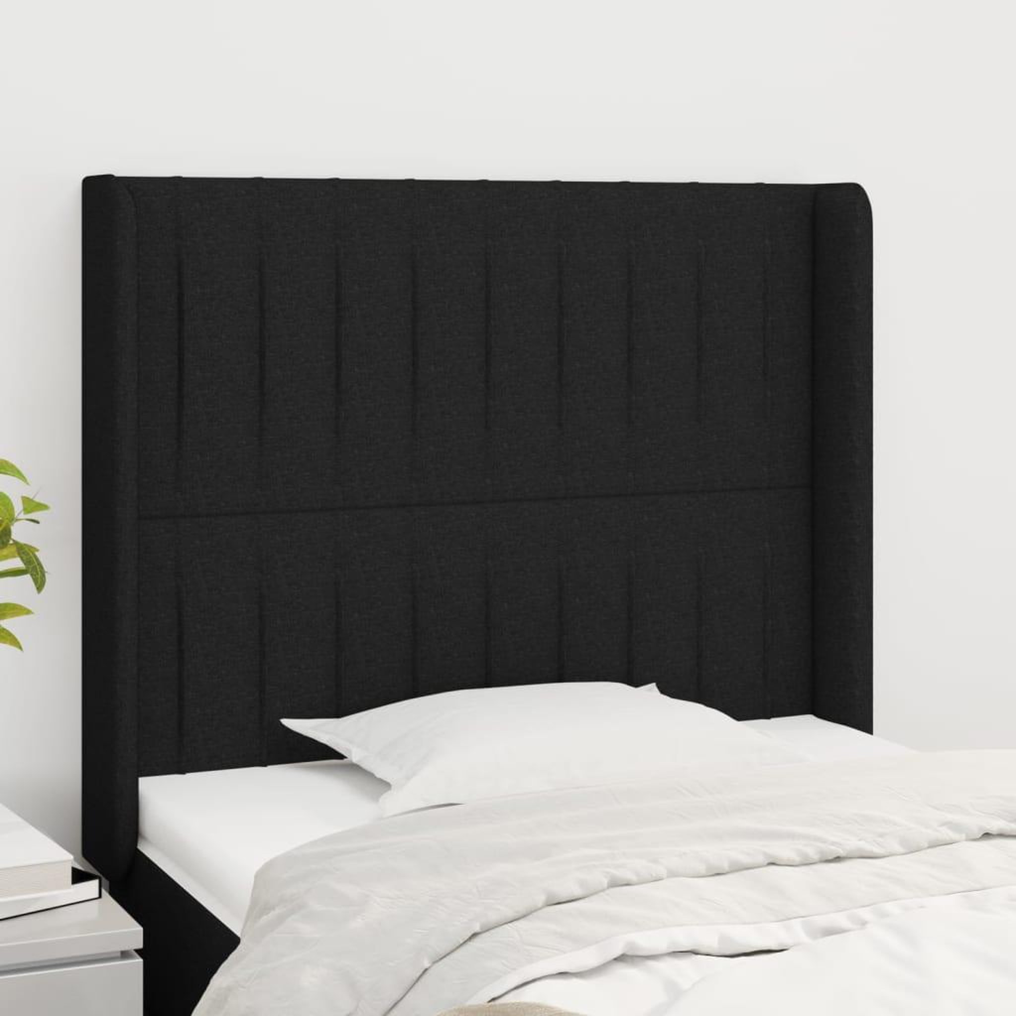 Voir la diapositive 1 : VIDAXL Tete de lit avec oreilles Noir 103x16x118/128 cm Tissu