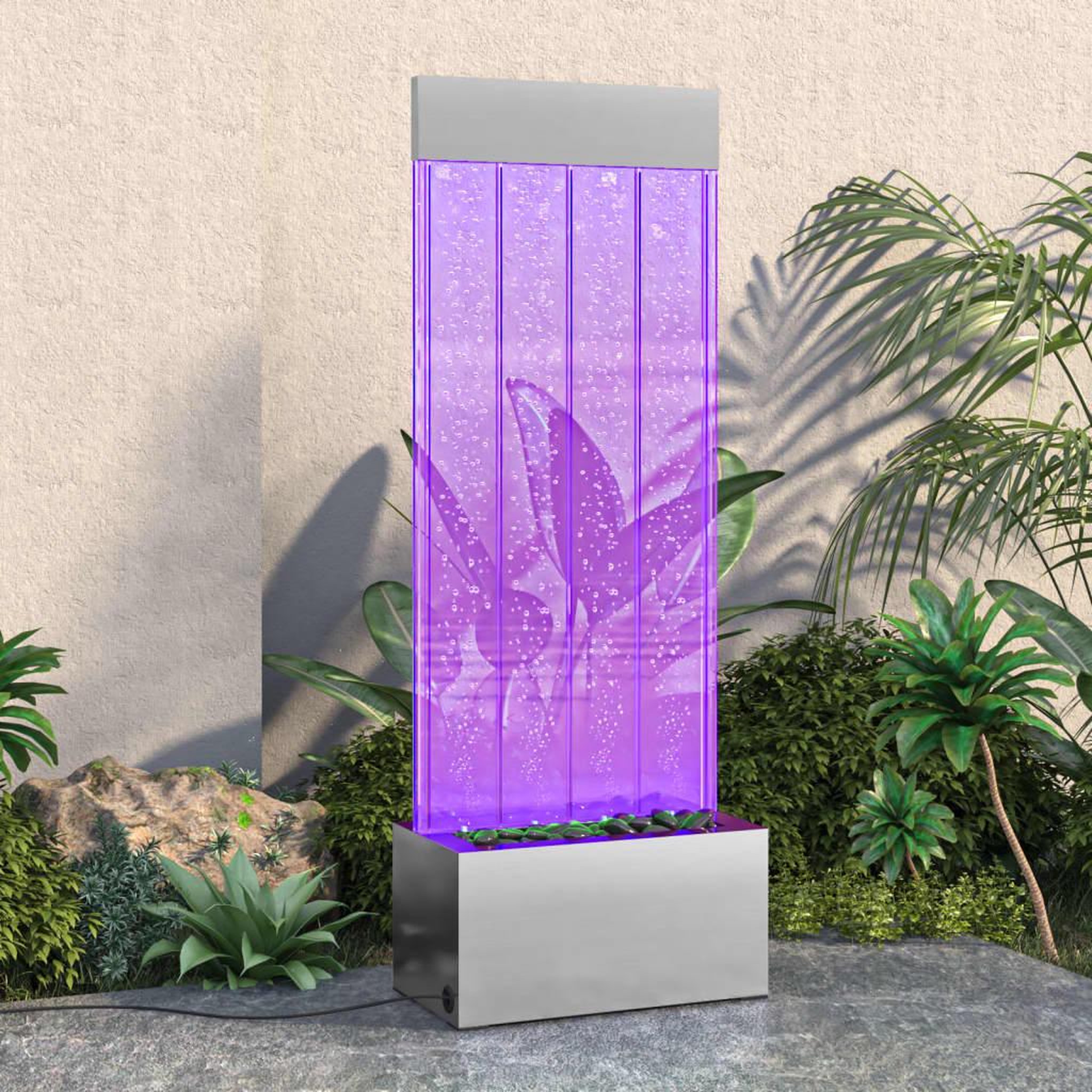 VIDAXL Colonne a bulles avec LED RVB Inox et acrylique 110 cm