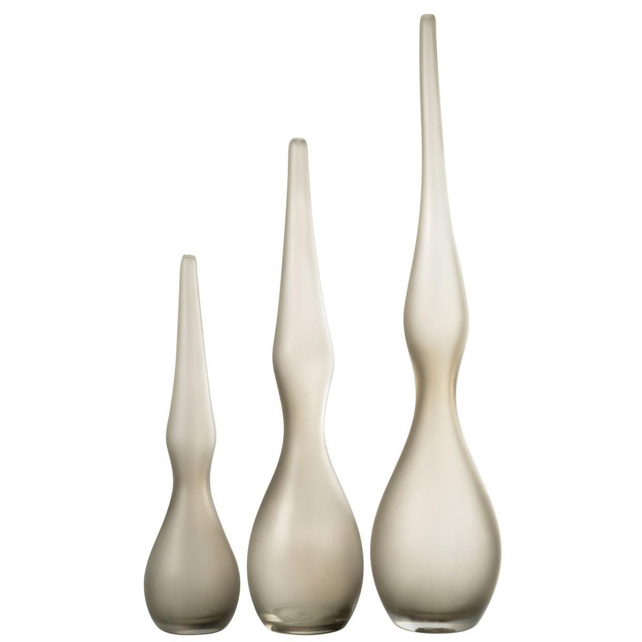 Voir la diapositive 2 : J-LINE Lot de 3 vases en verre  yoko  64cm grège