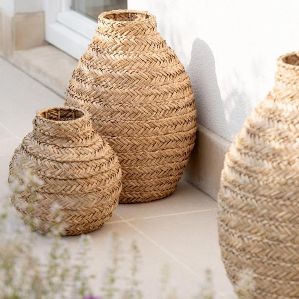 Paris Prix Vase Déco en Jonc  Tressé  30cm Naturel