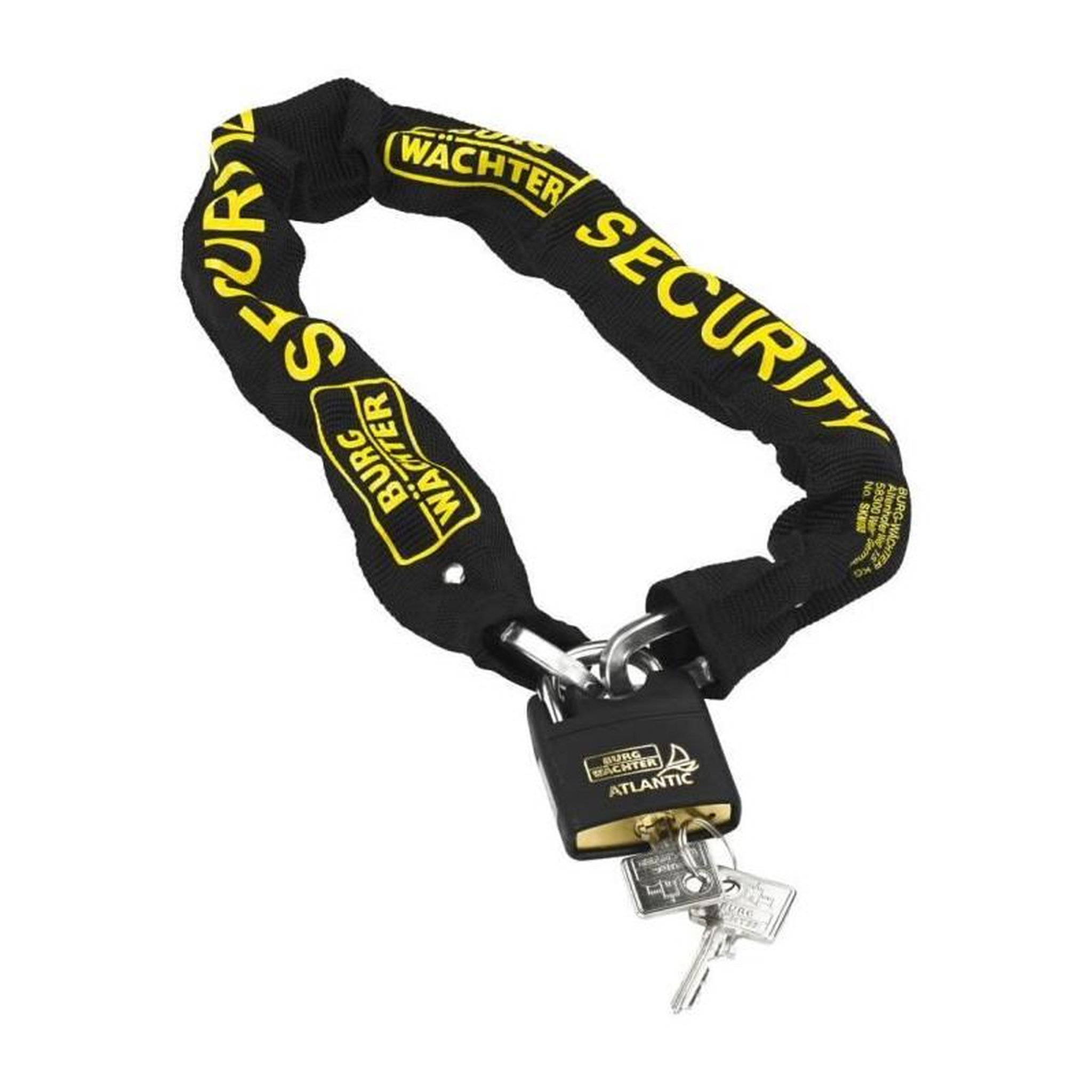 Voir la diapositive 3 : BURG WACHTER Chaîne antivol - BURG WACHTER - SKM 6/60/NI40 - 60 cm, acier carré cémenté 6 mm, cadenas inox marin