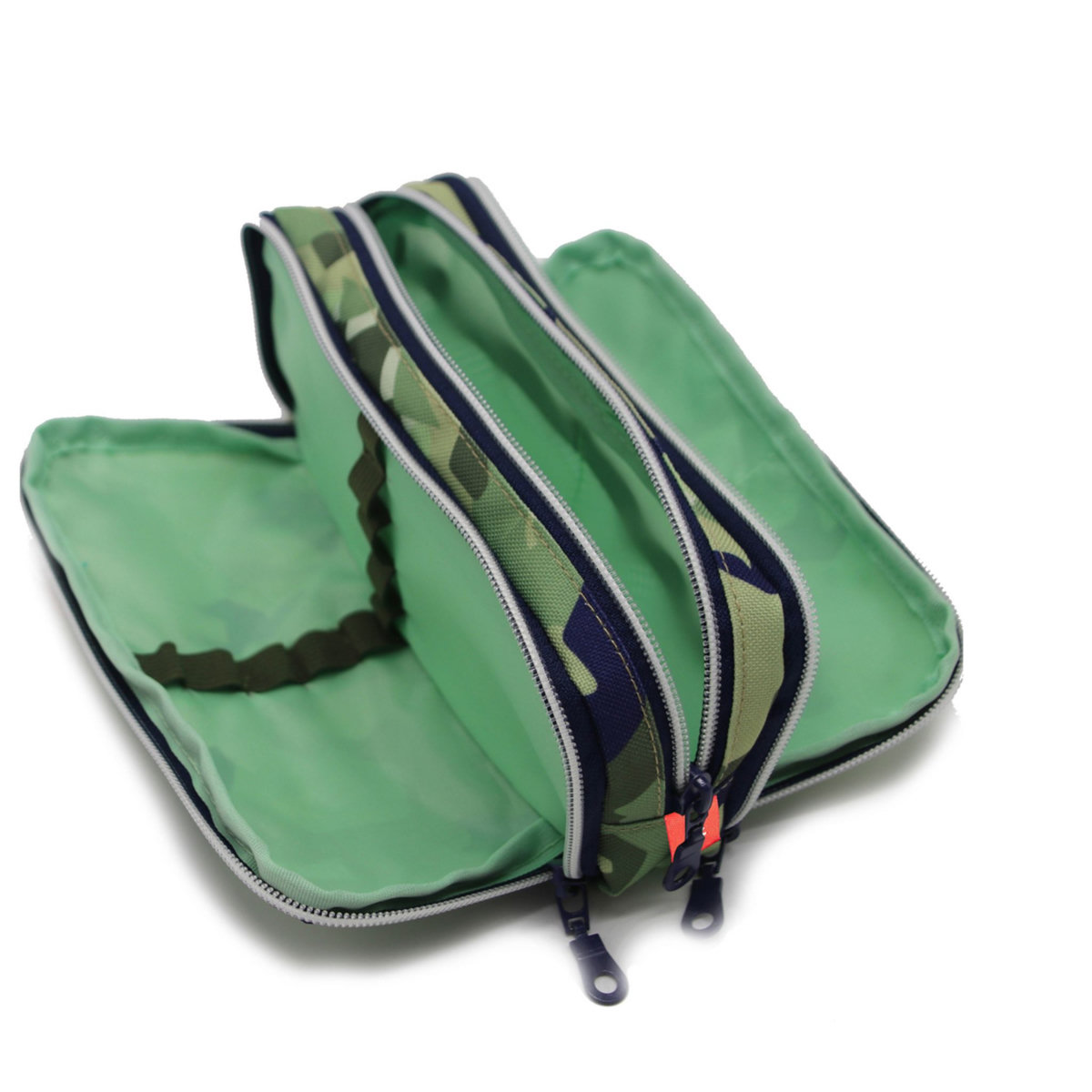 AUCHAN Trousse 2 compartiments rectangle verte motifs géométriques YOUNG'S ATTITUDE