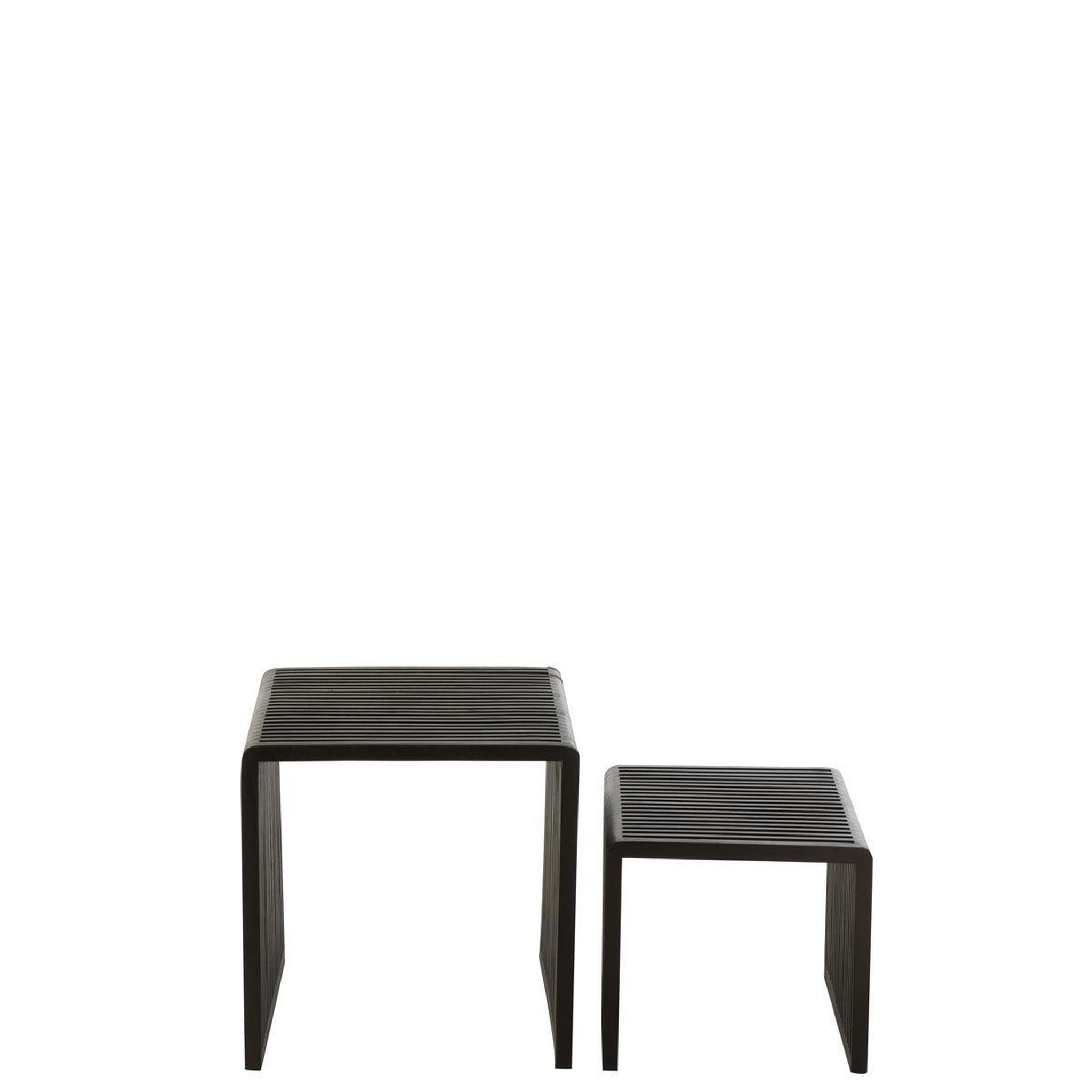 Voir la diapositive 2 : J-LINE Lot de 2 tables basses en bois  teck  50cm noir