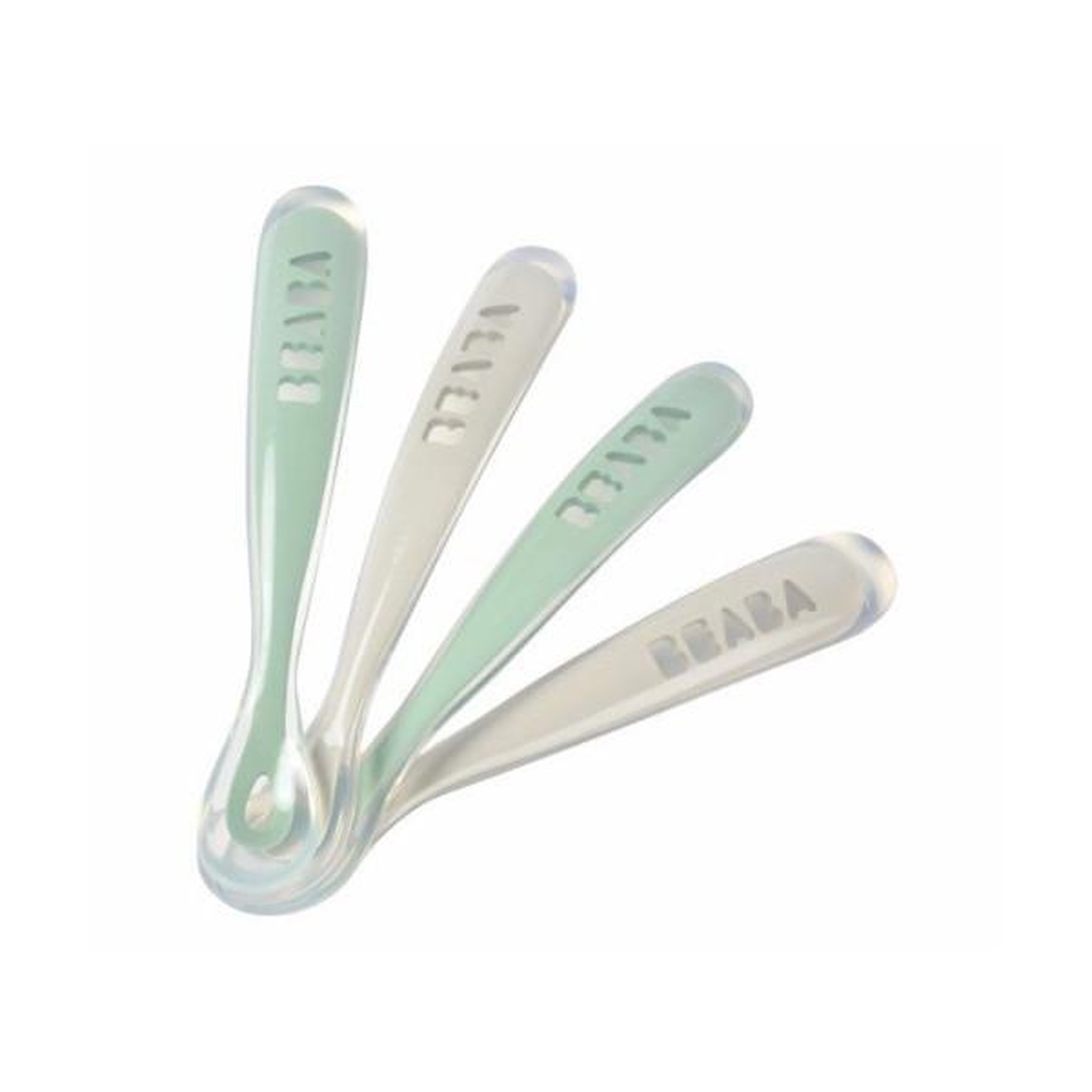 MARKET24 Lot de 4 cuilleres 1er âge silicone gris velours/vert sauge