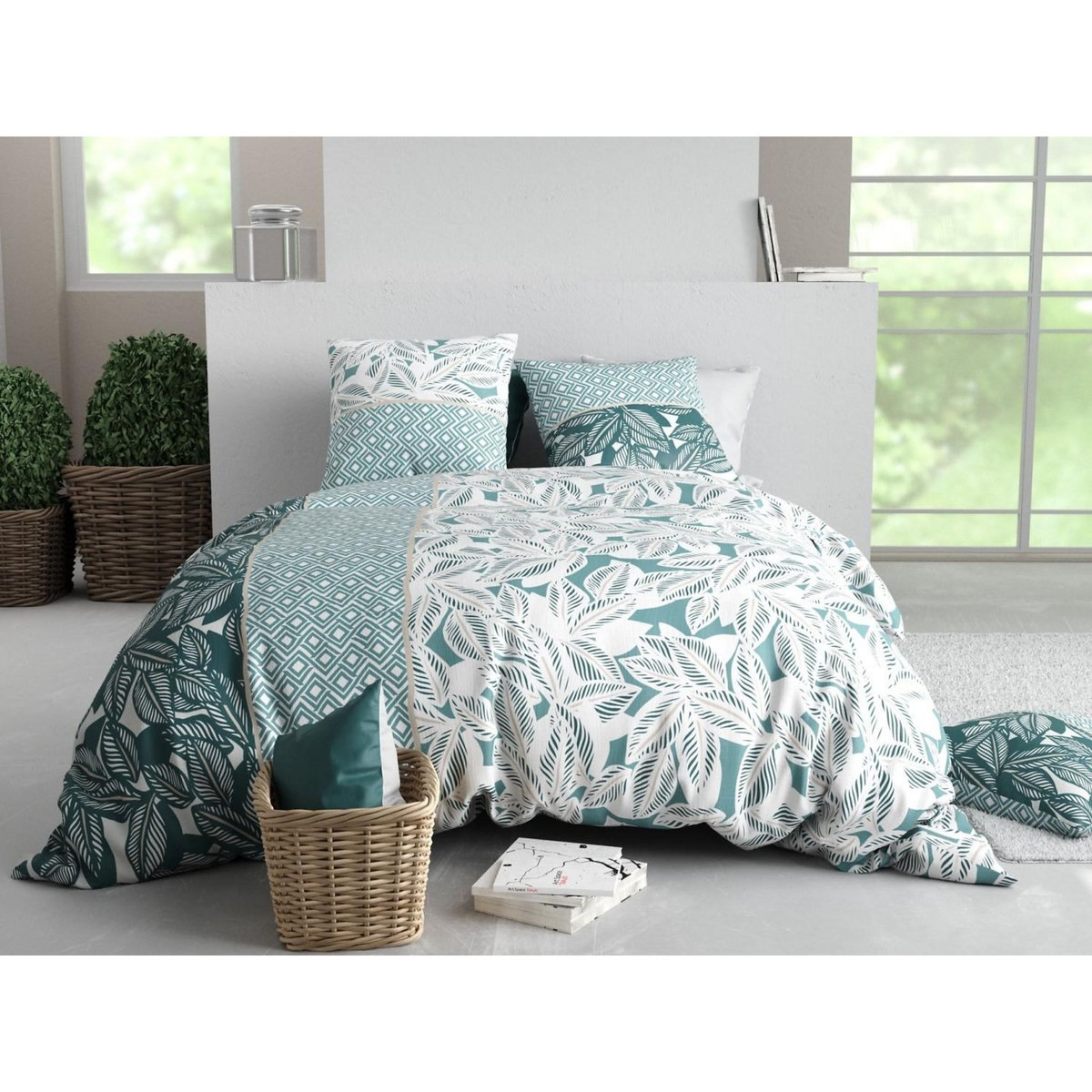 ATELIER DU COTON Parure Housse De Couette 100% Coton 57fils Foliage