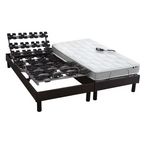 IDLITERIE Ensemble relaxation mémoire de forme + sommier avec zone lombaire ferme - FABRICATION France. Coloris disponibles : Marron