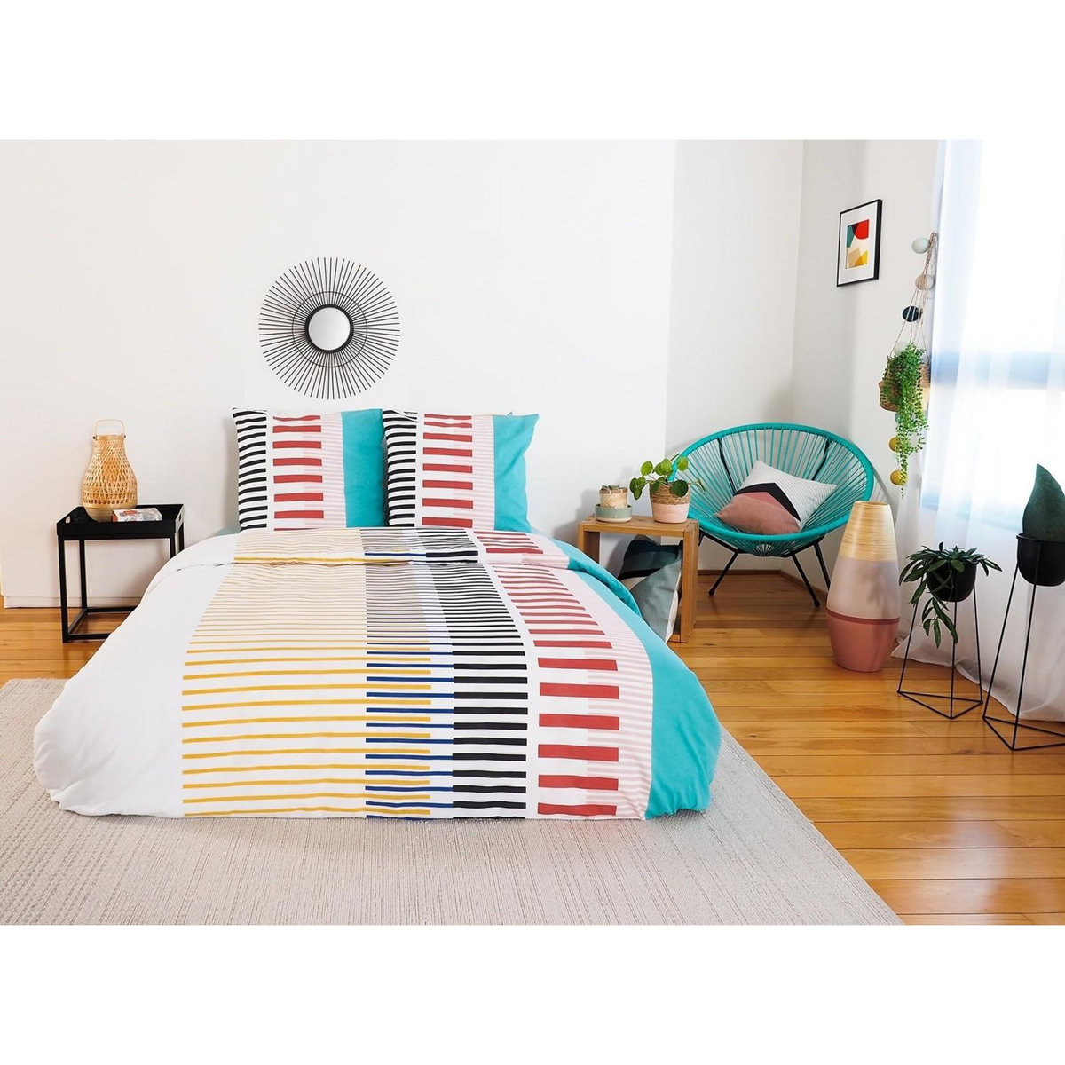 Home collection Parure housse de couette 3pcs 240x220 polycoton 51 fils - chris