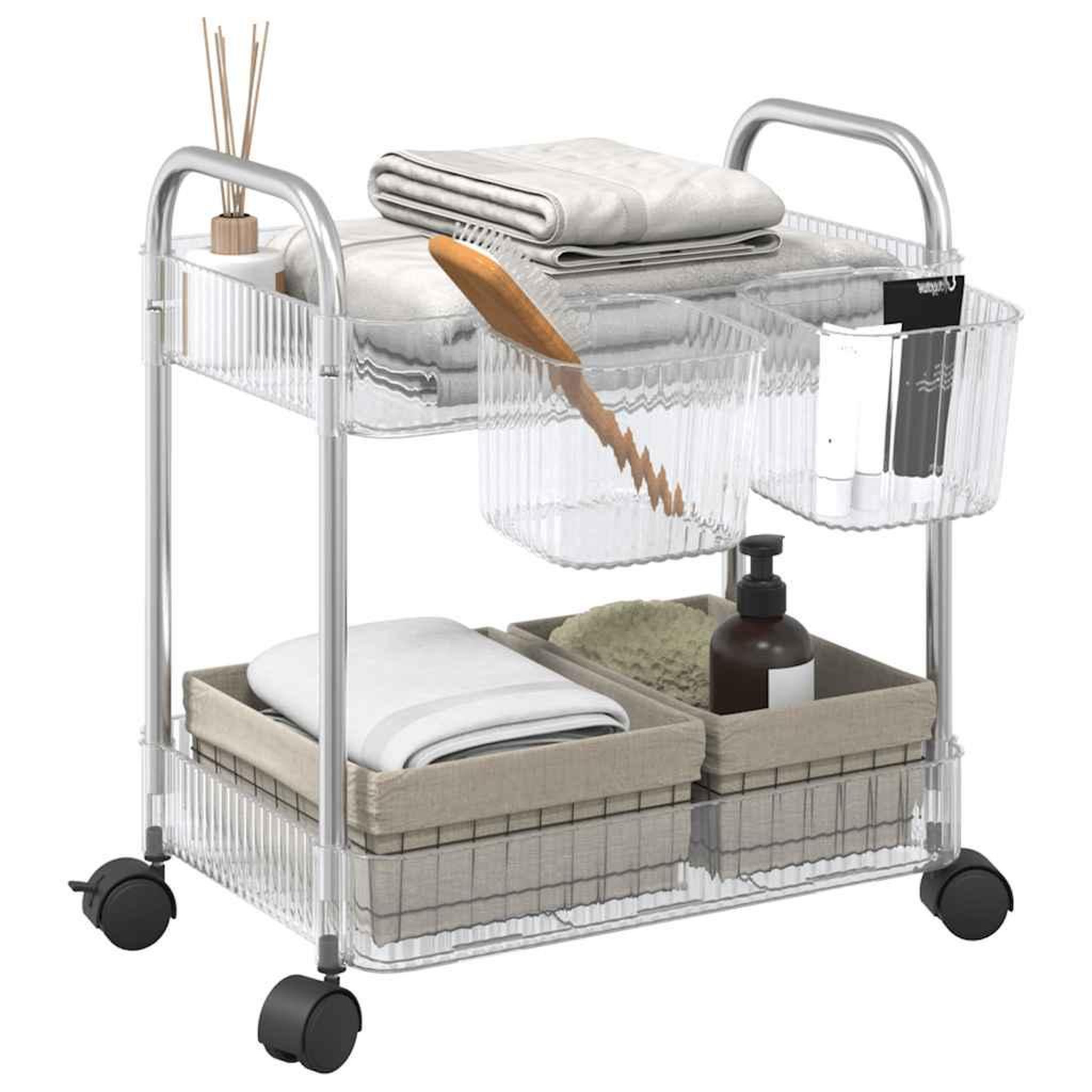 VIDAXL Chariot de rangement a 2 niveaux transparent acrylique