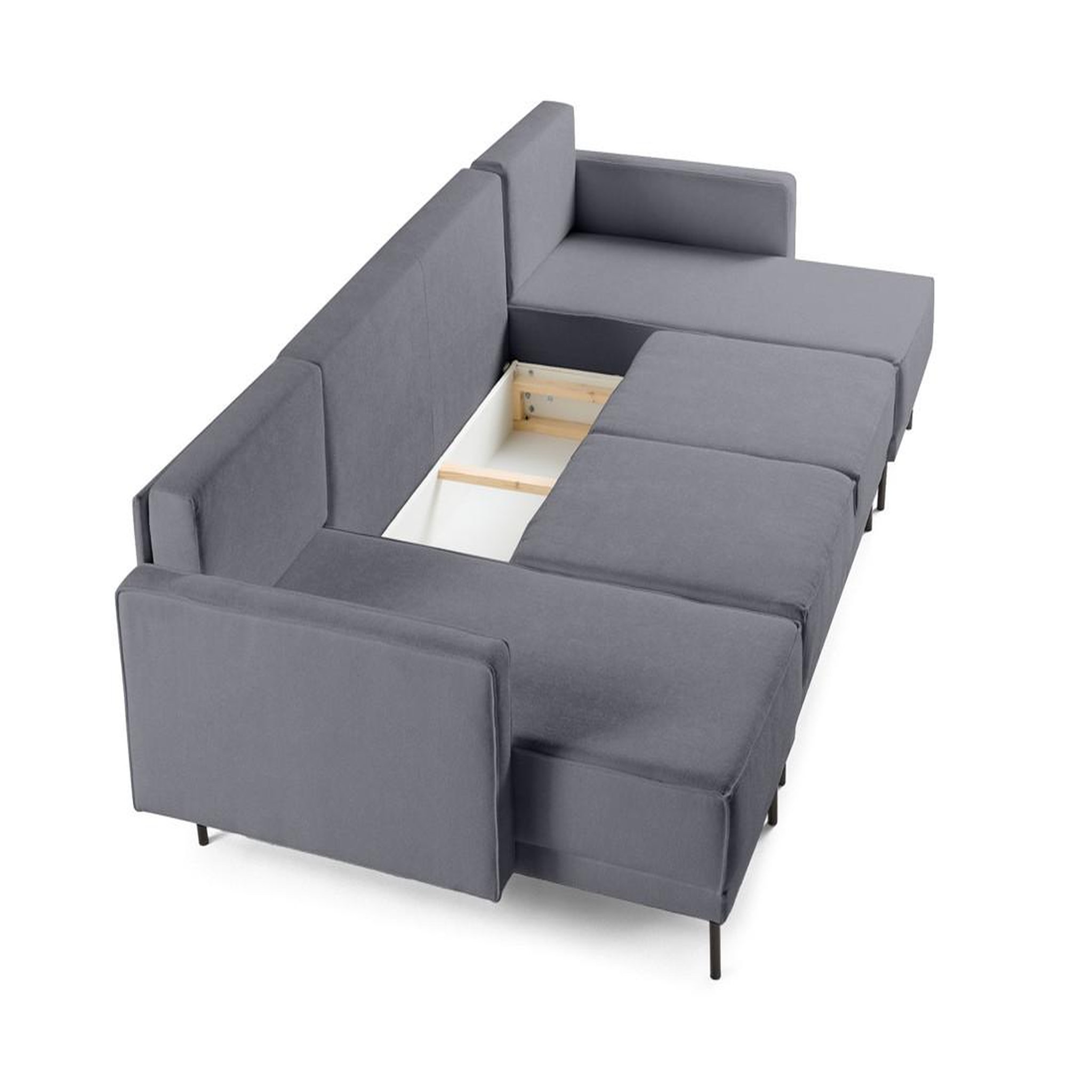 Voir la diapositive 5 : LISA DESIGN Charlie - canapé panoramique en u 7 places - convertible avec coffre - en tissu