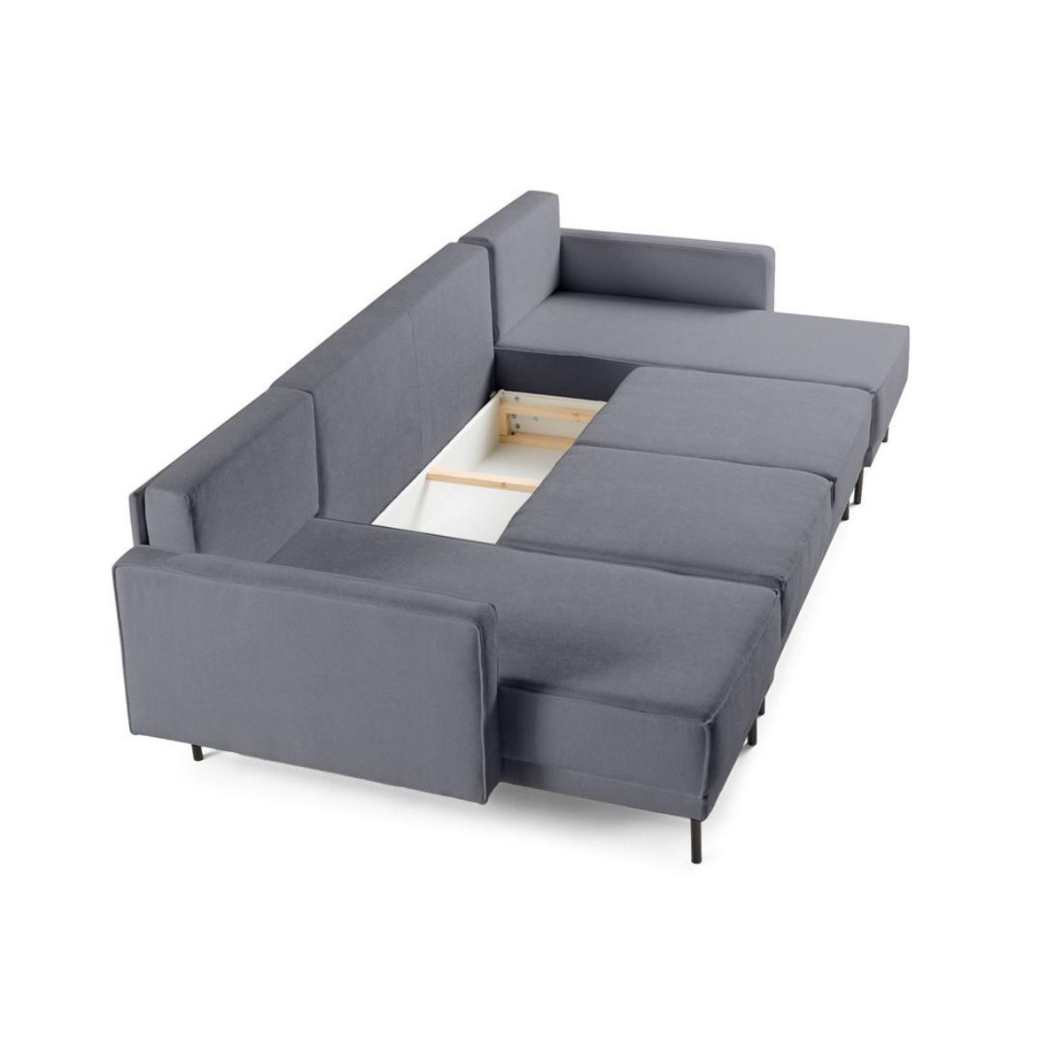 LISA DESIGN Charlie - canapé panoramique en u 7 places - convertible avec coffre - en tissu