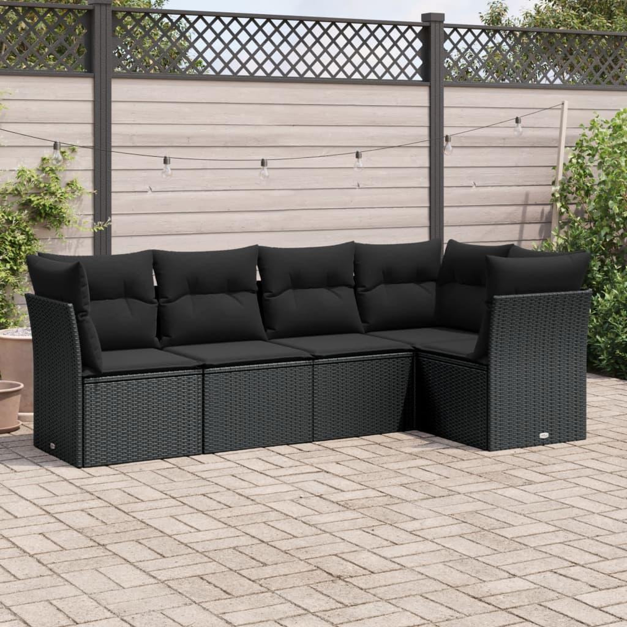 VIDAXL Salon de jardin 5 pcs avec coussins noir resine tressee