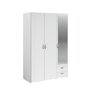 Voir la diapositive 5 : PARISOT Armoire VARIA - Décor blanc - 3 portes battantes + miroir + 2 tiroirs - L 120 x H 185 x P 51 cm - PARISOT