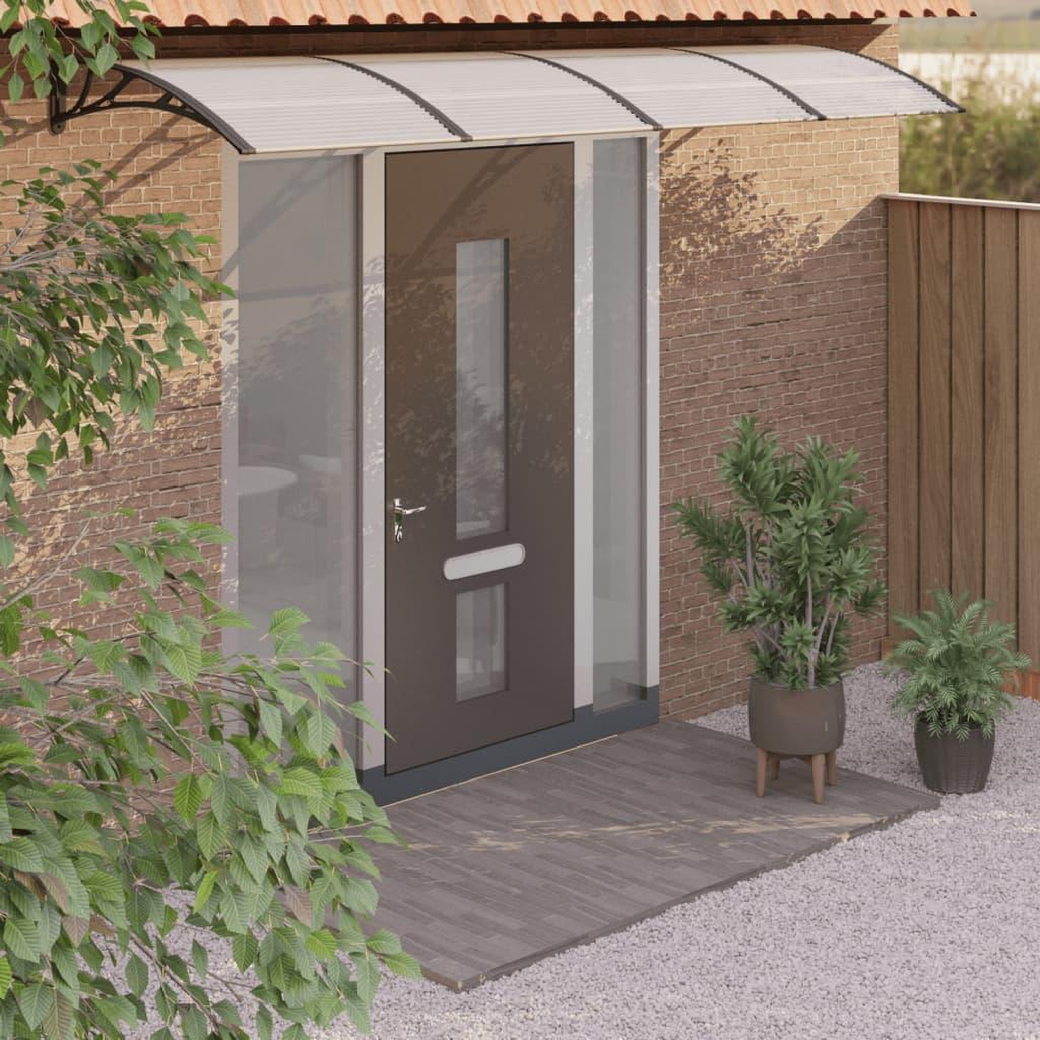 Voir la diapositive 1 : VIDAXL Auvent de porte Noir 350x100 cm Polycarbonate