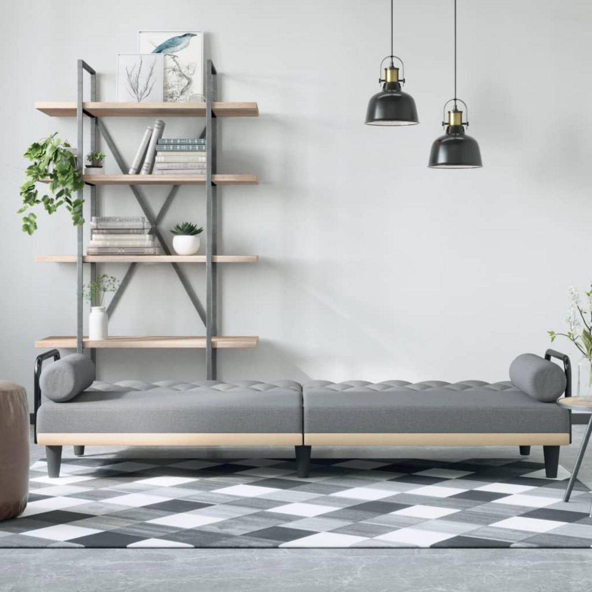 VIDAXL Canape-lit avec accoudoirs gris clair tissu