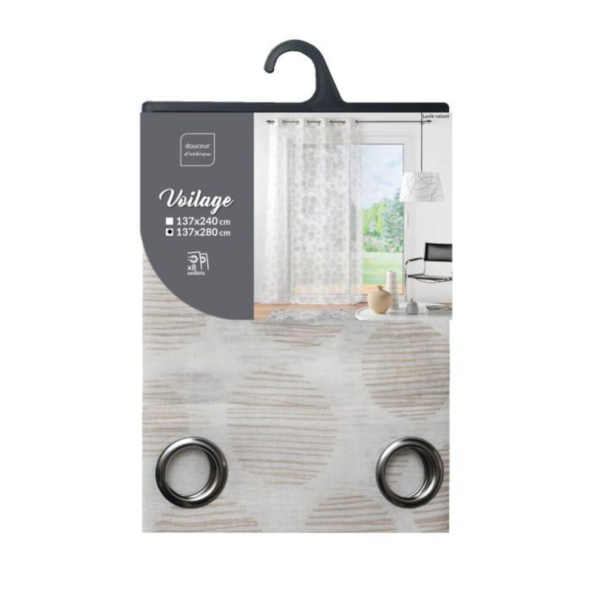 Paris Prix Rideau Voilage à Œillets  Lunile  137x280cm Naturel