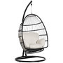Voir la diapositive 1 : OUTSUNNY Fauteuil suspendu de jardin - fauteuil oeuf suspendu - balancelle pliante - coussin, support inclus - dim. 101L x 101l x 188H cm - métal époxy PE polyester crème