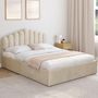 Voir la diapositive 4 : ID MARKET Lit coffre double NOELIE avec tête de lit et sommier 140 x 190 cm velours beige