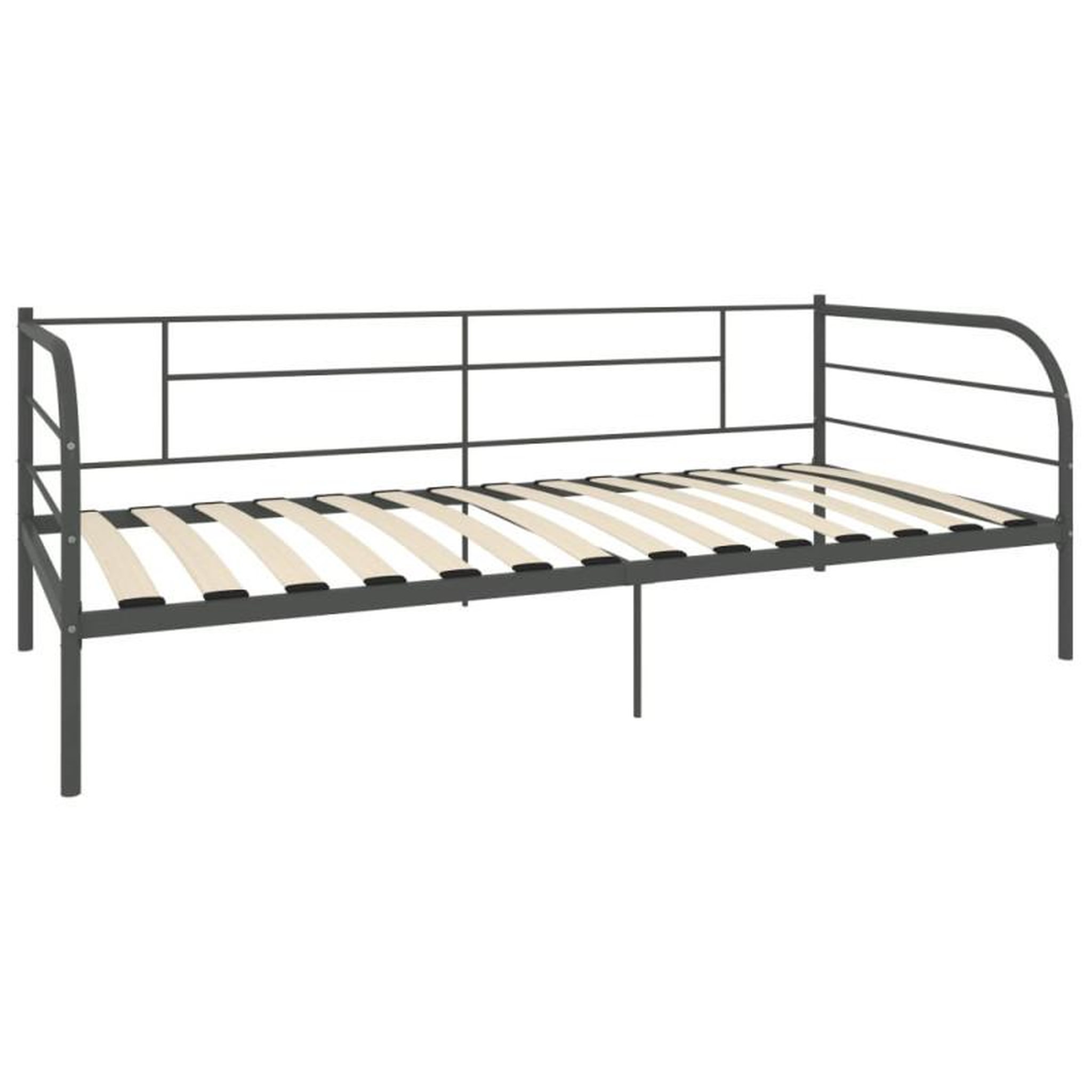 Voir la diapositive 3 : VIDAXL Cadre de lit de repos sans matelas gris métal 90x200 cm