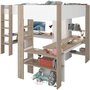 Voir la diapositive 3 : PARISOT Lit double mezzanine combiné enfant ALEXANDRA avec 2 bureaux et rangements - 2x90x200 cm - Blanc/Chene - Sommiers inclus - PARI