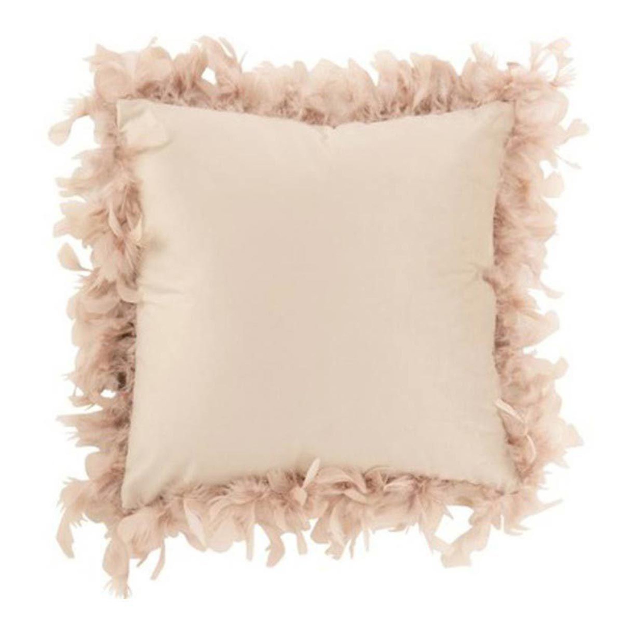Voir la diapositive 1 : J-LINE Coussin déco  plumes  45cm rose poudré