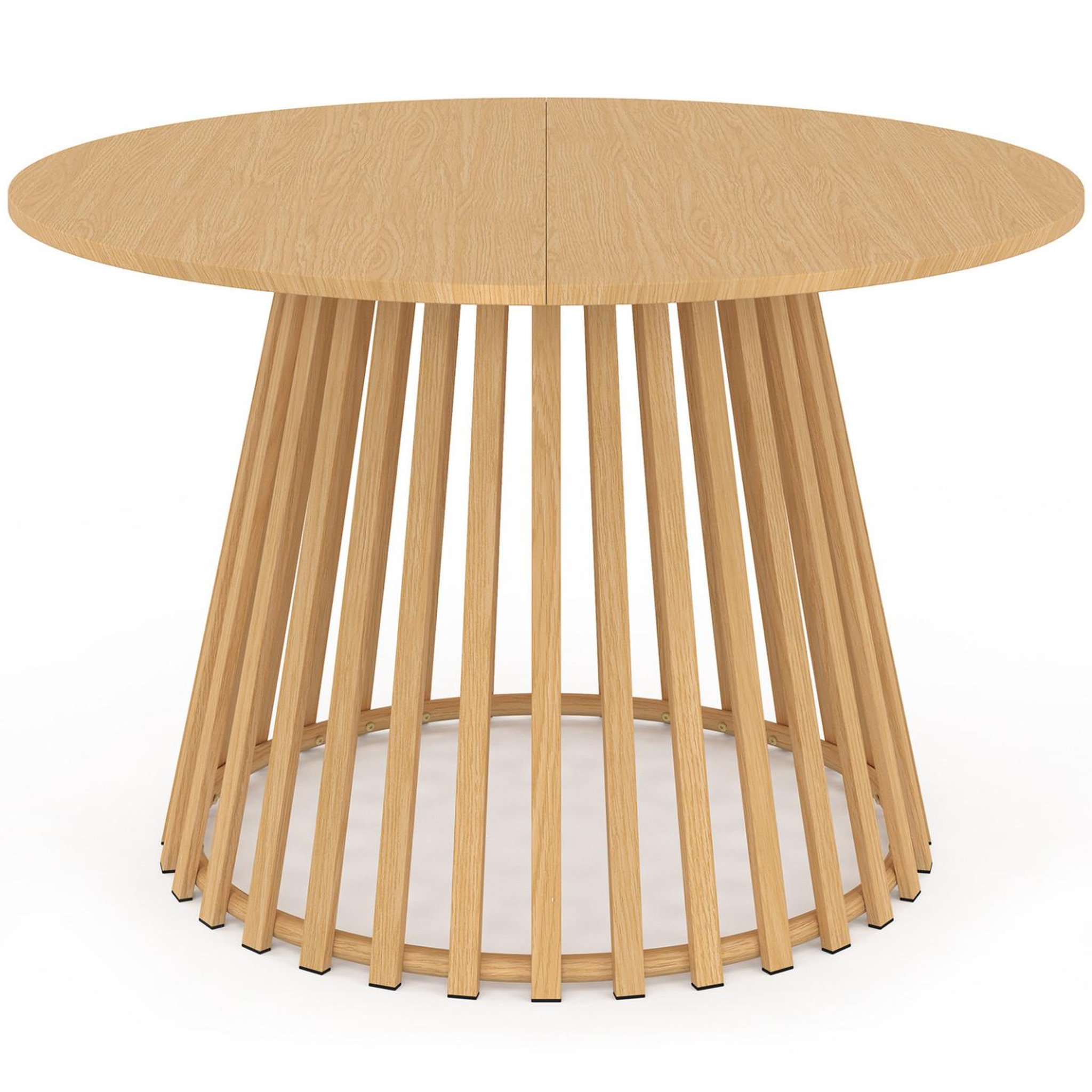 Voir la diapositive 3 : ID MARKET Salon de jardin solal table ronde 120 cm avec pied lattes en métal et 6 chaises de jardin avec lanières et coussins beiges