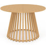 Voir la diapositive 3 : ID MARKET Salon de jardin SOLAL table ronde 120 cm avec pied lattes en métal et 6 chaises de jardin avec lanières et coussins beiges