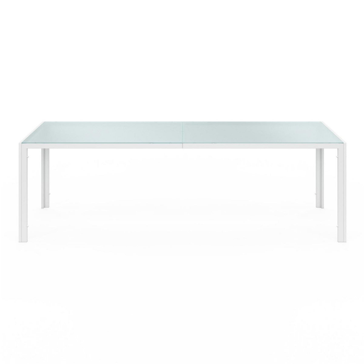 ID MARKET Salon de jardin MADRID table 240 CM et 10 chaises empilables blanc et beige