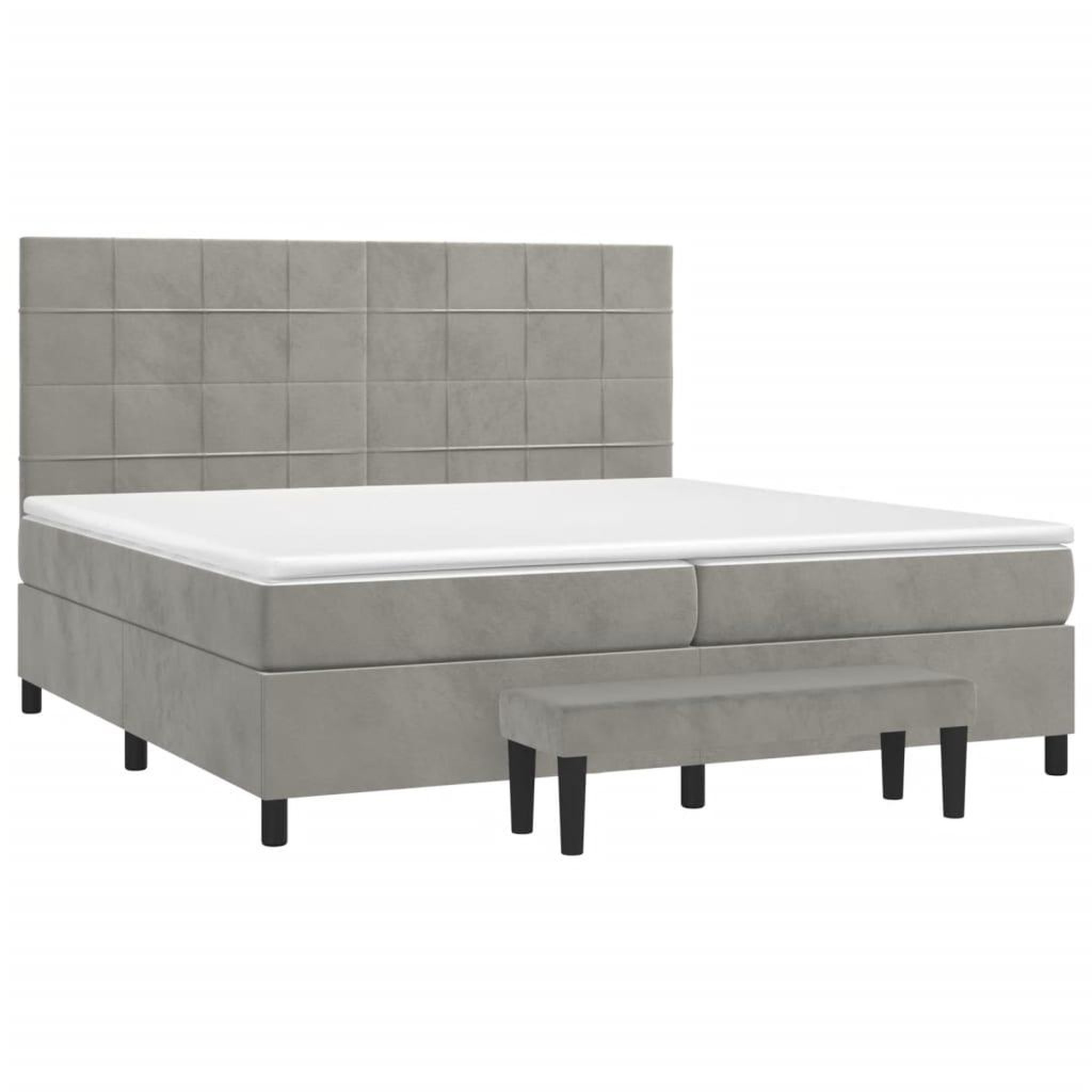 Voir la diapositive 3 : VIDAXL Sommier a lattes de lit et matelas Gris clair 200x200cm Velours