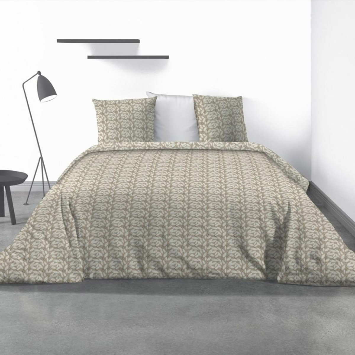 ATELIER DU COTON Housse de couette 240x220 Carmel + 2 taies microfibre