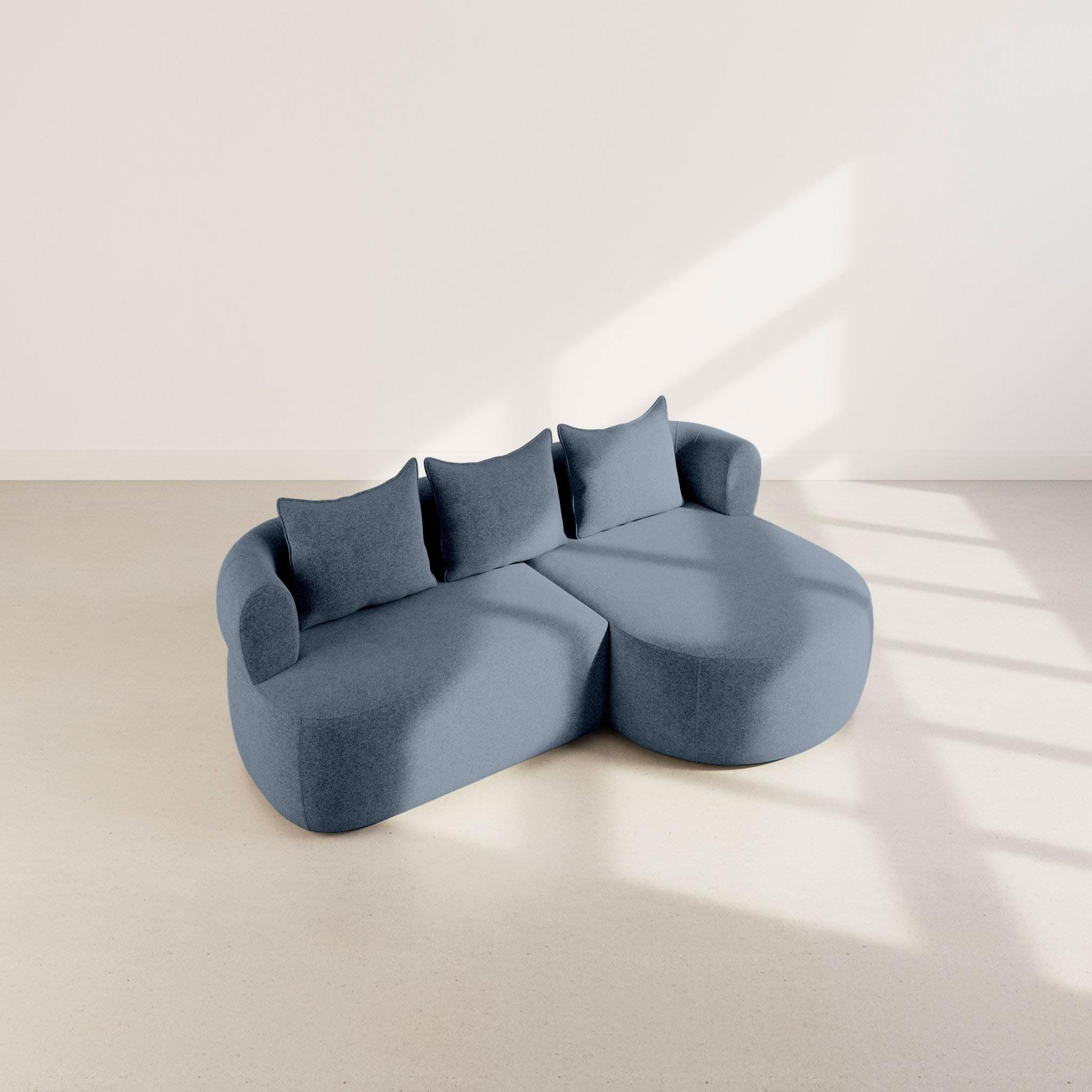 Voir la diapositive 3 : BEST MOBILIER Angela - canapé d'angle droit 4 places en velours texturé