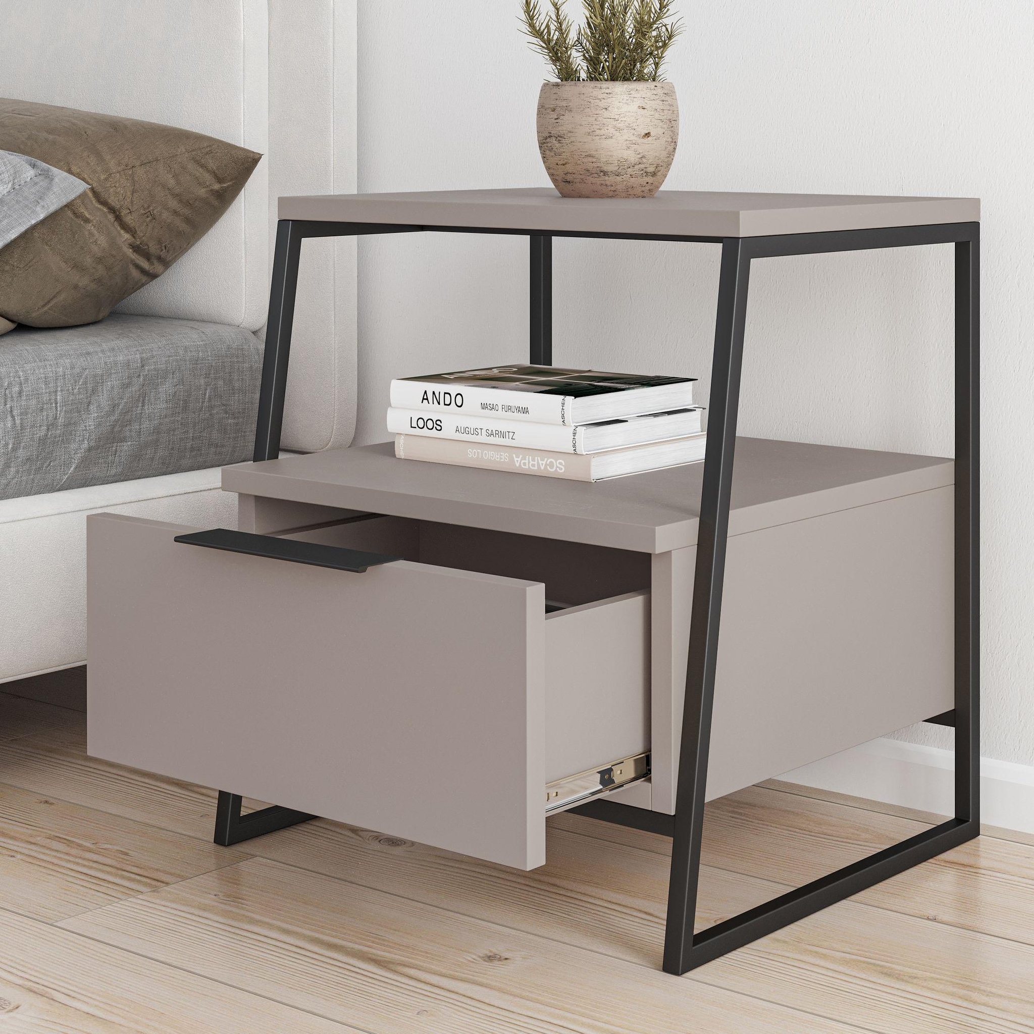 Voir la diapositive 3 : Habitat et Jardin Table de chevet en bois  Pal  - 45 x 41 x 50 cm - Moka clair