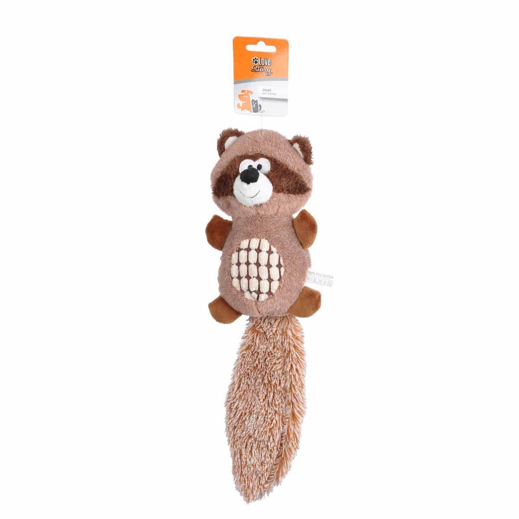 Voir la diapositive 2 : LOVE STORY Peluche pour chien  raton laveur  40cm marron