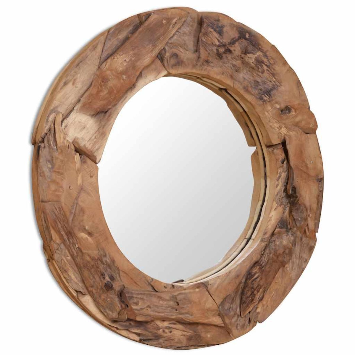 VIDAXL Miroir decoratif Teck 80 cm Rond