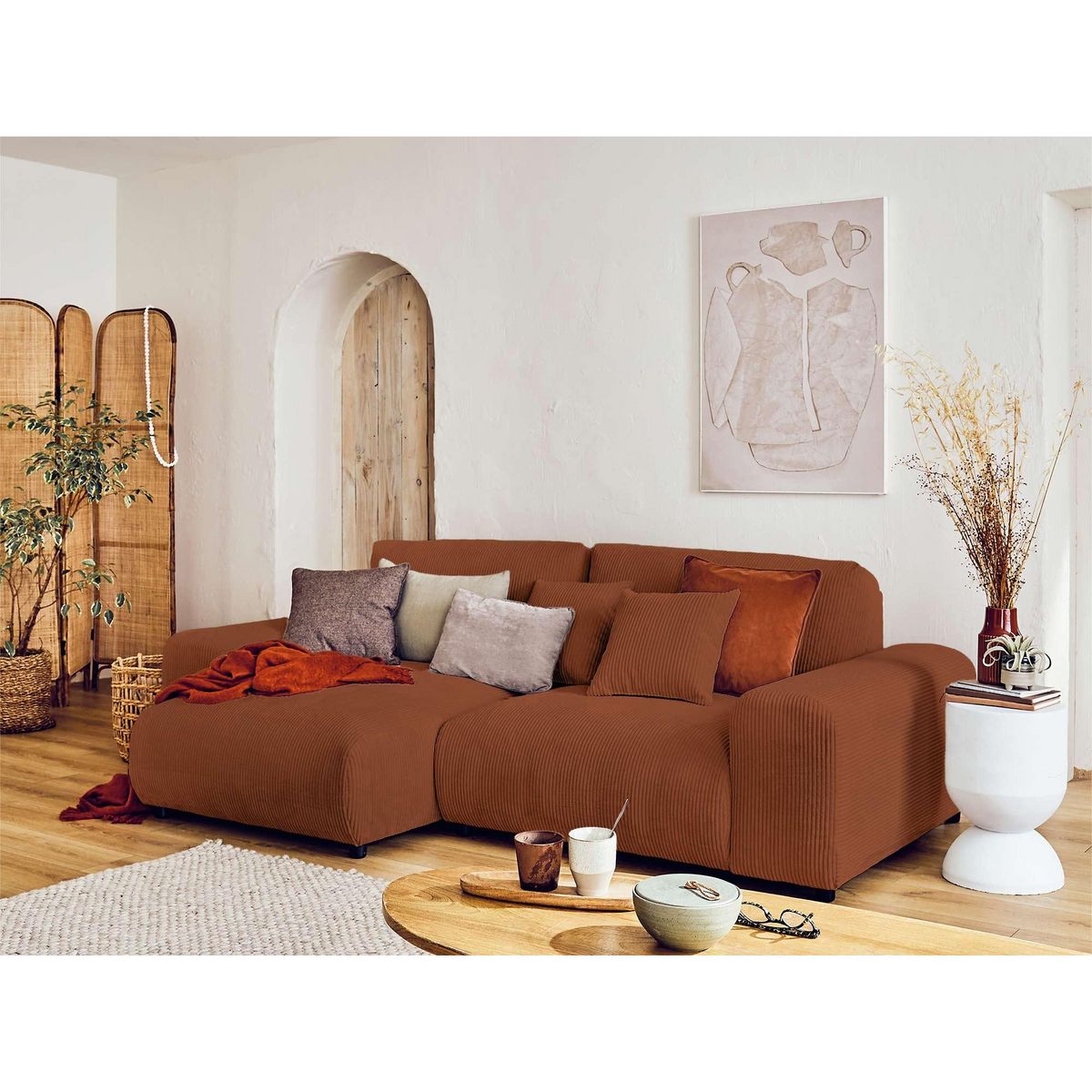 LISA DESIGN Garance - canapé d'angle réversible - 4 places - en velours côtelé
