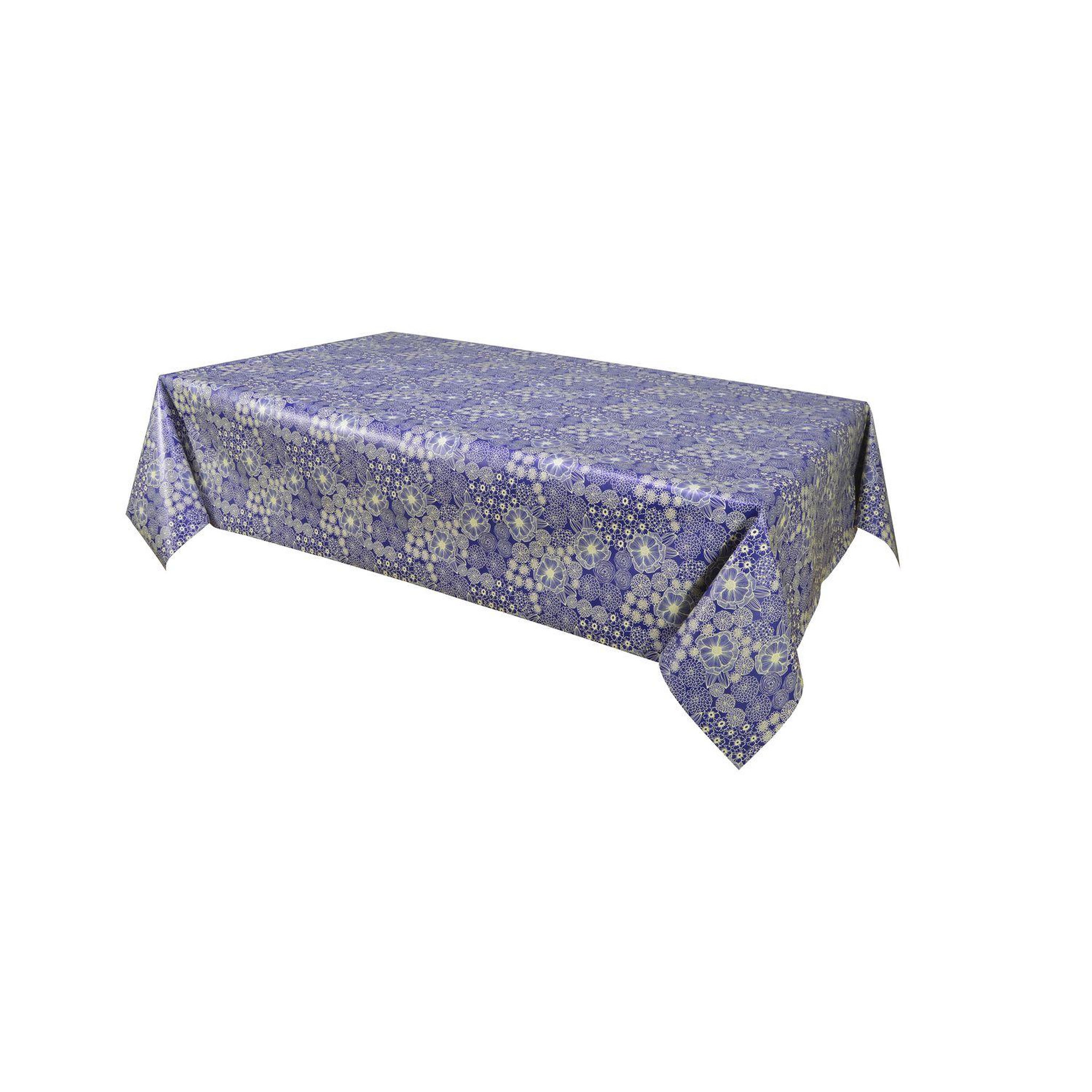 HABITABLE Toile cirée dalia - 140 x 240 cm -  bleu