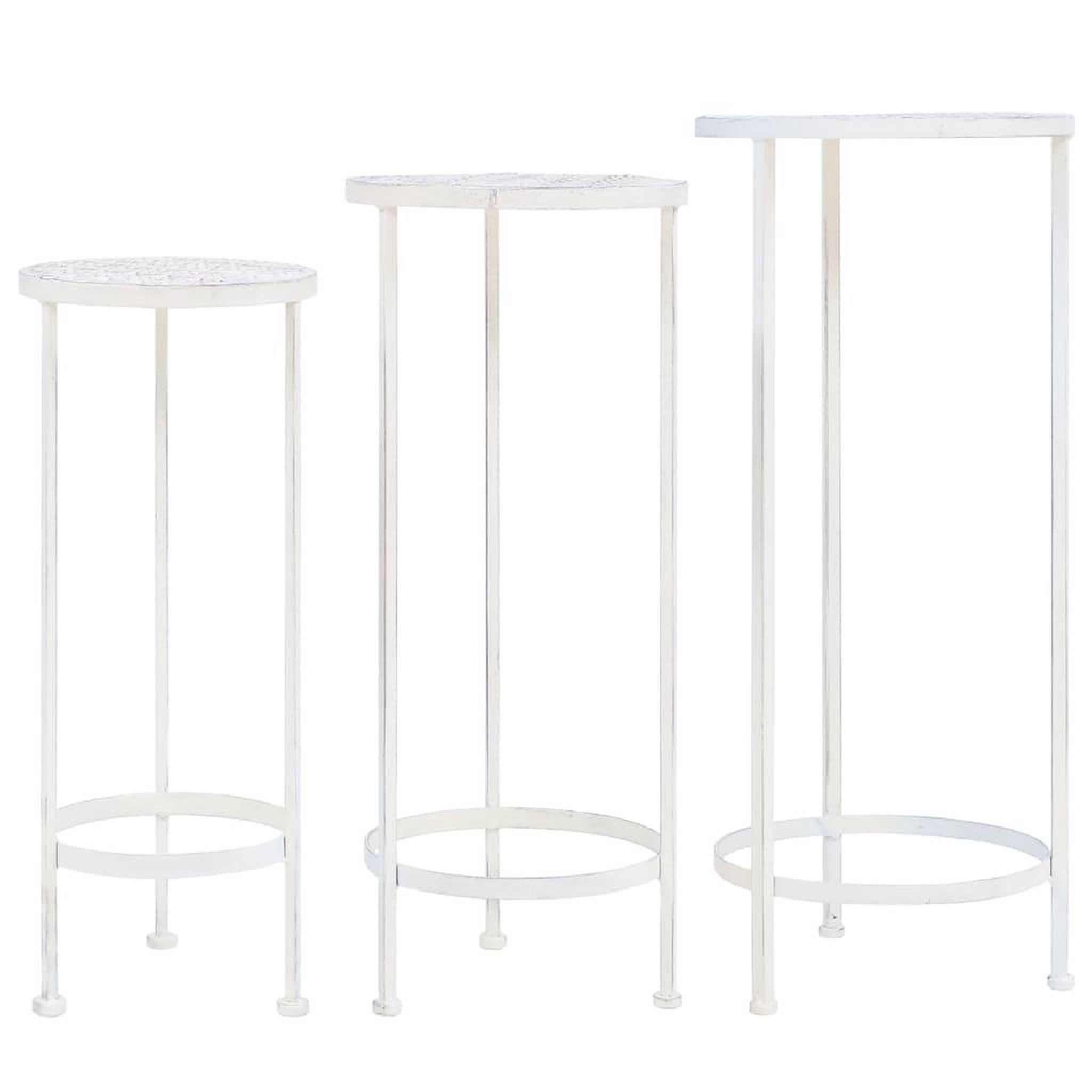 VIDAXL Support de plantes 3 pcs style vintage metal blanc antique