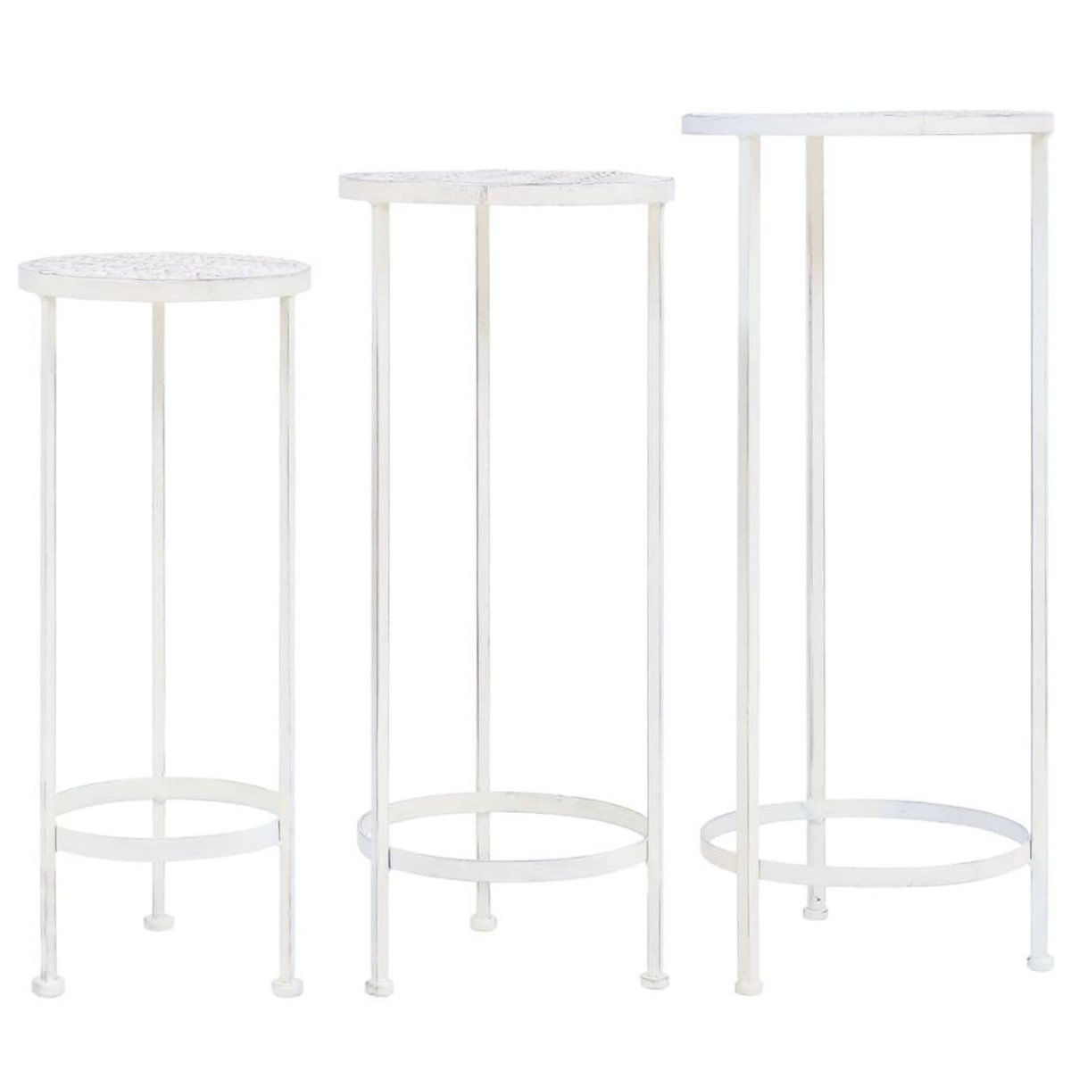 VIDAXL Support de plantes 3 pcs Style vintage Metal Blanc antique