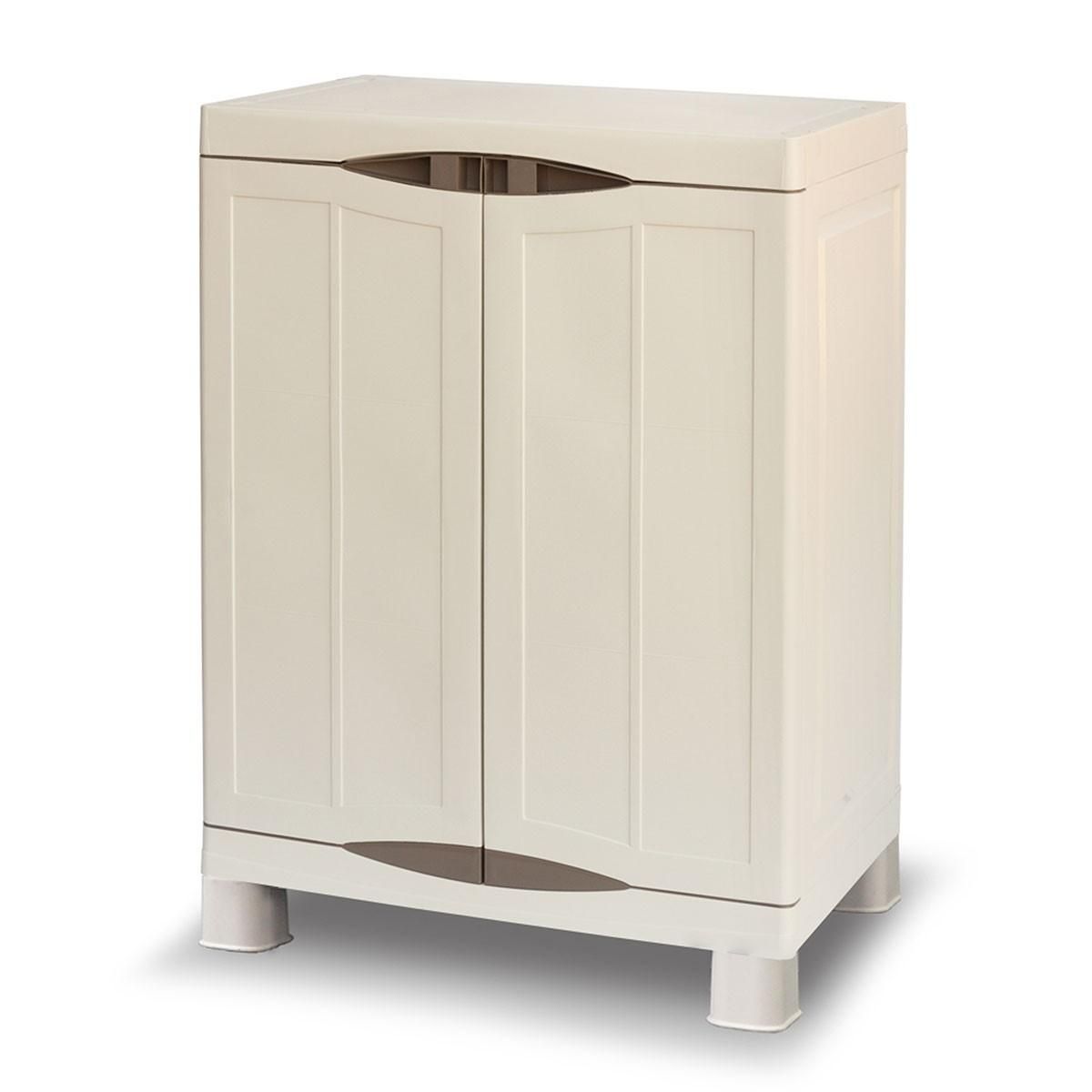 INTEC Armoire de rangement 2 portes 2 Etagères 70 x 47 x 97cm 4 pieds Charge 50kg max INTEC