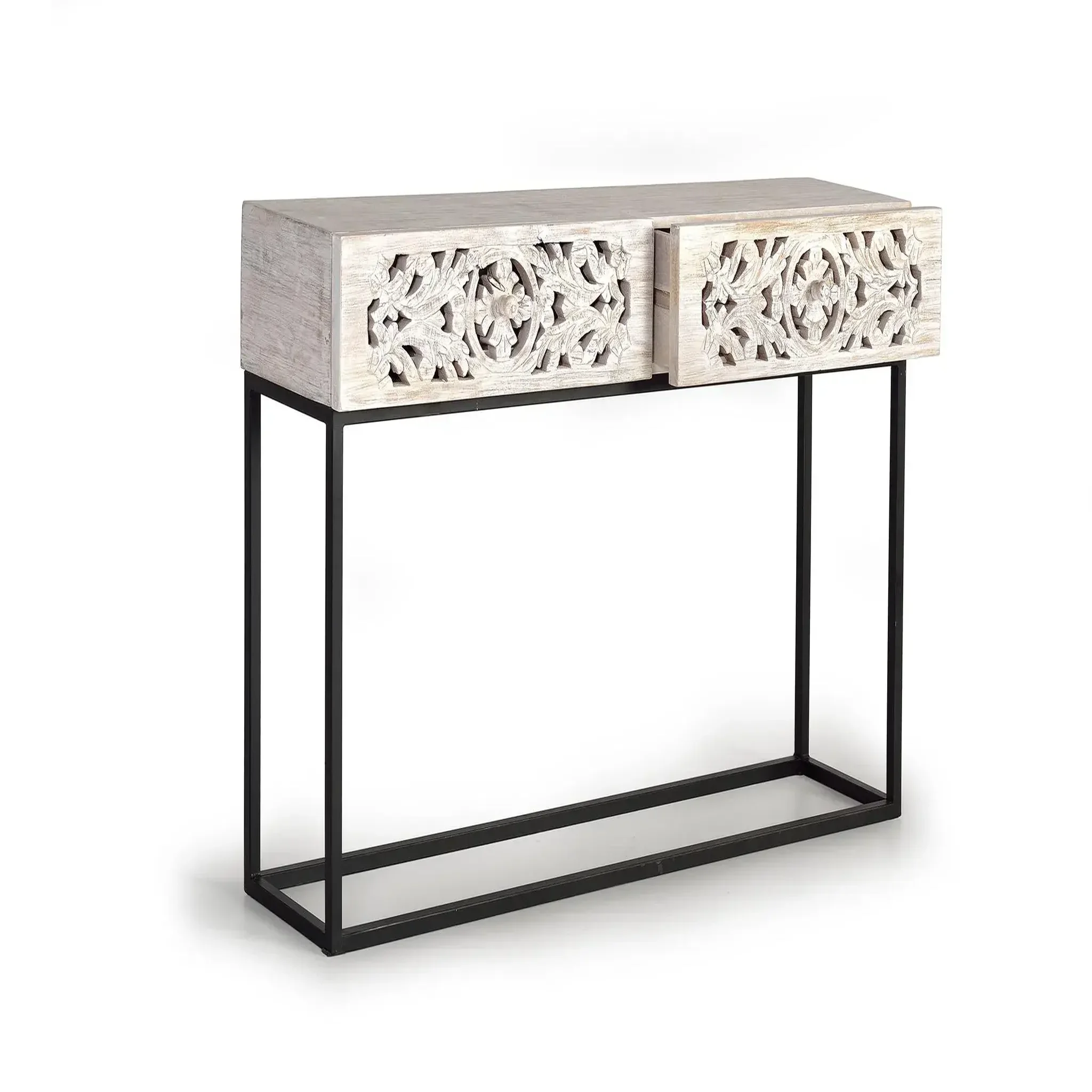 Voir la diapositive 3 : GINER Y COLOMER SL Console en bois de manguier 120 cm style ethnique boho sculpté
