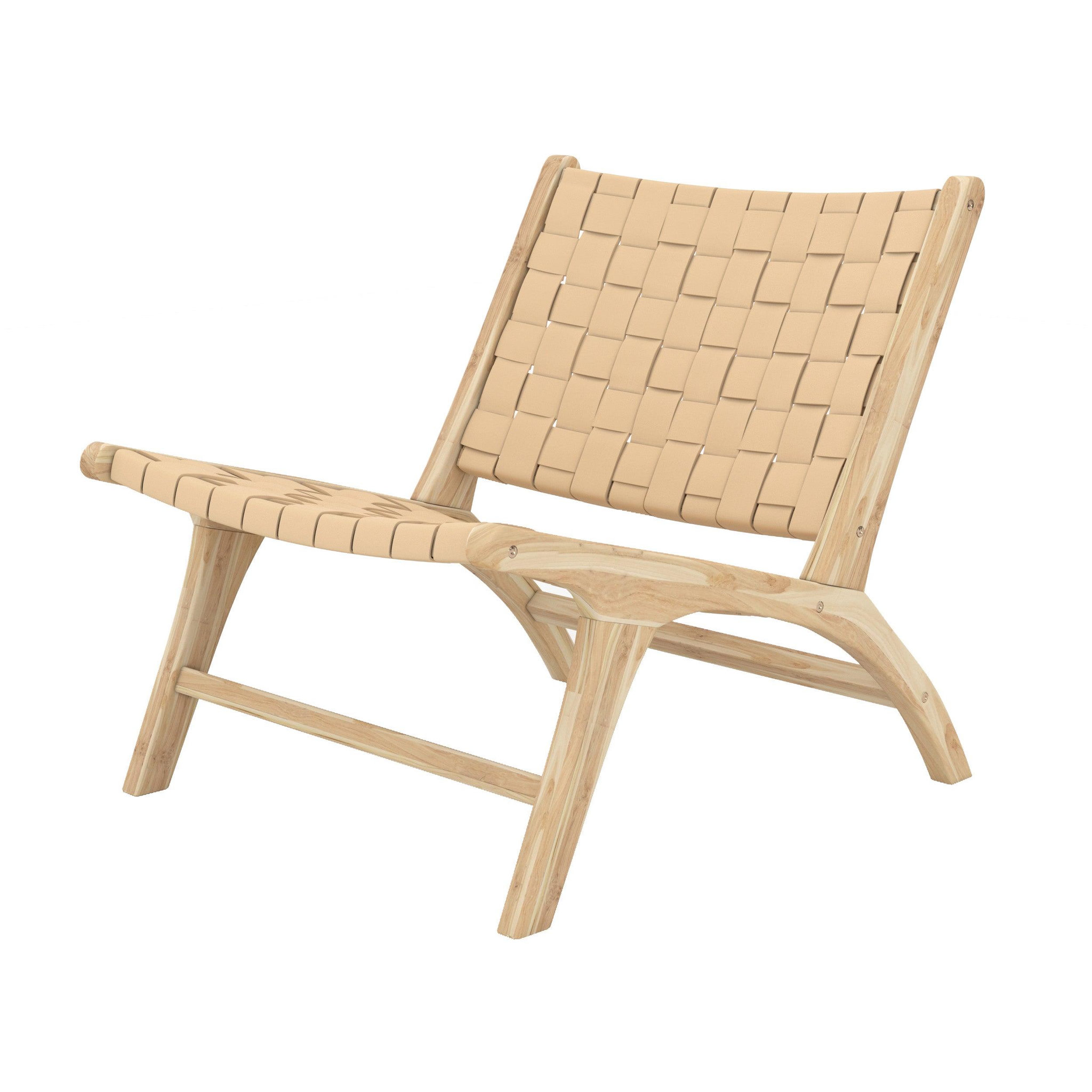 MAISON PAVANE Fauteuil en teck et cuir tressé beige-kuna